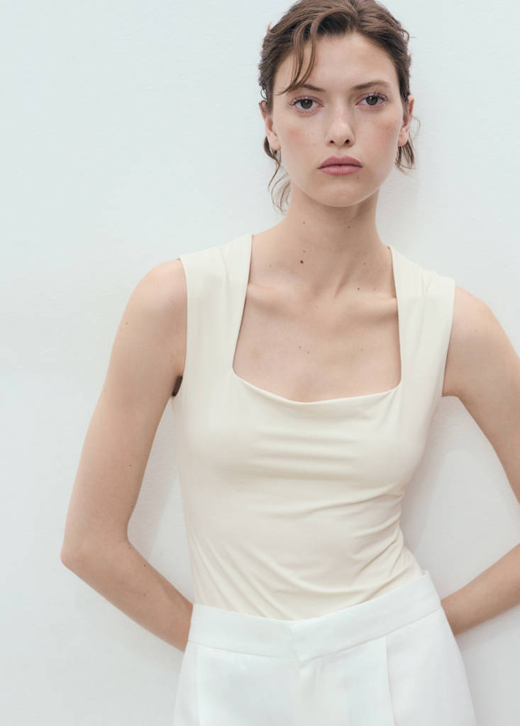 Fitted top with wide straps — Off White