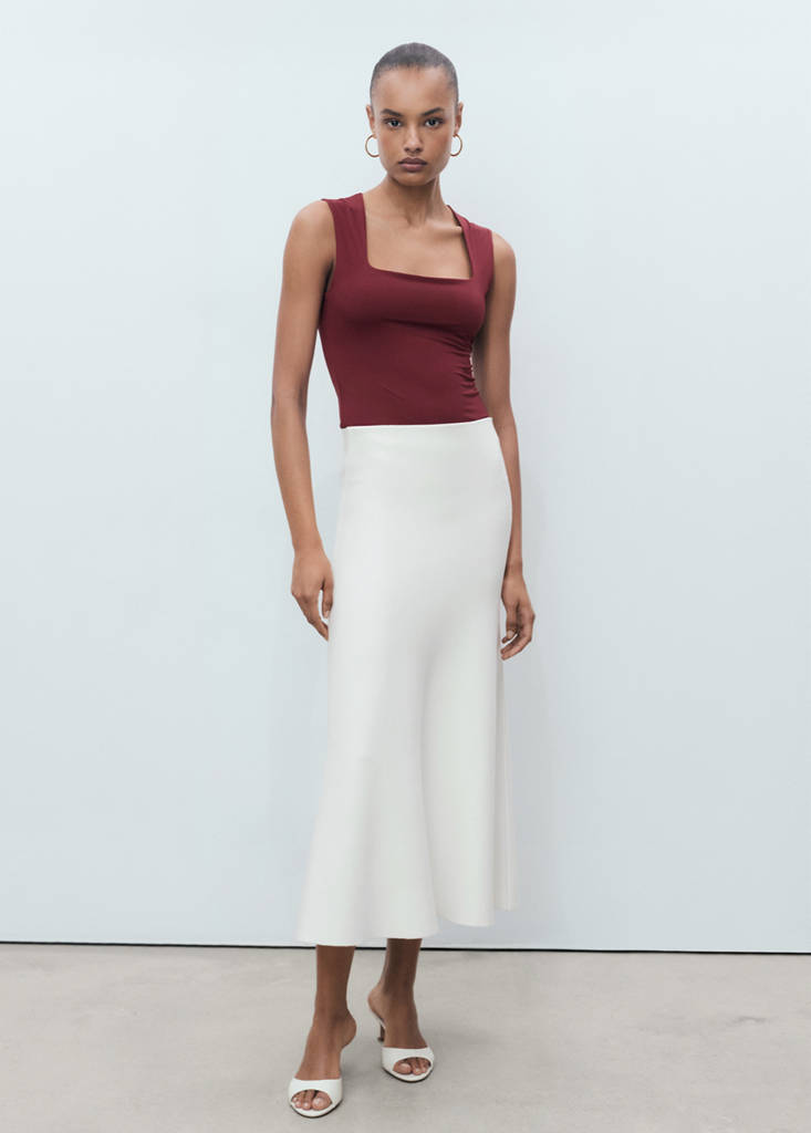 Fitted top with wide straps — Burgundy