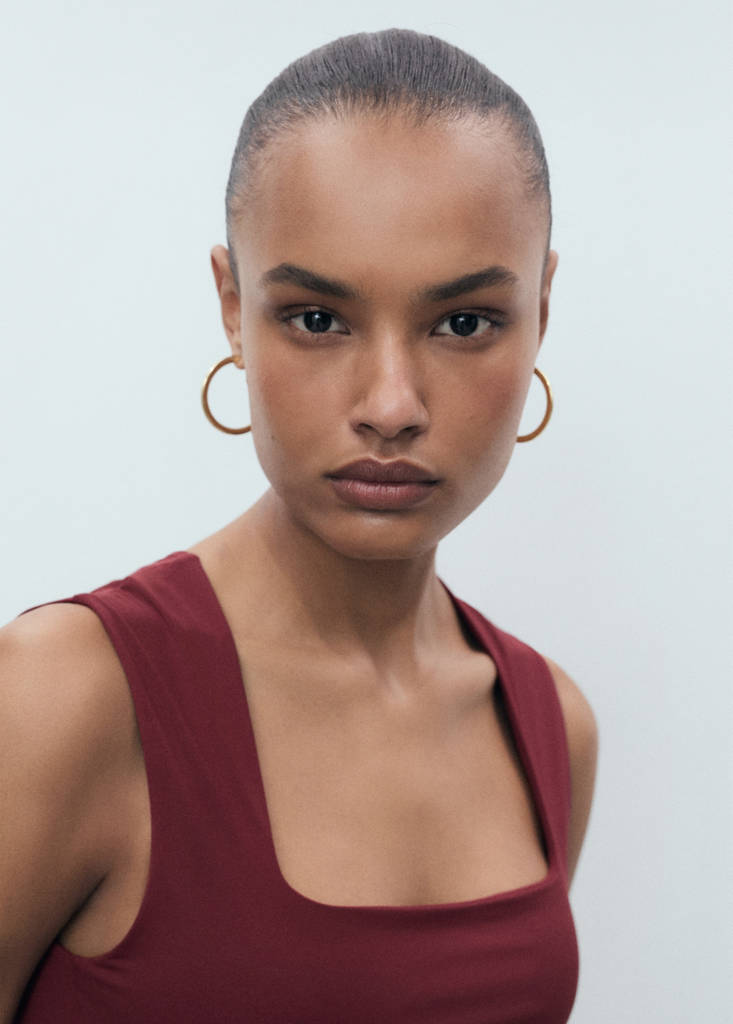 Fitted top with wide straps — Burgundy