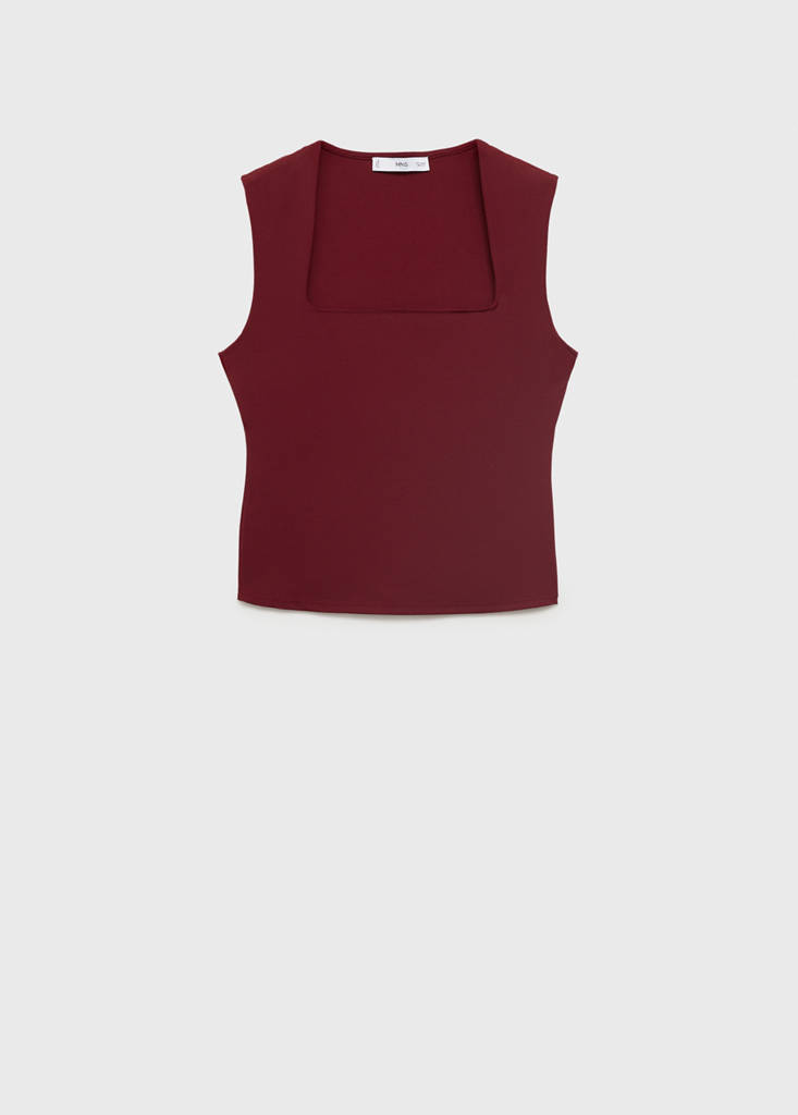 Fitted top with wide straps — Burgundy