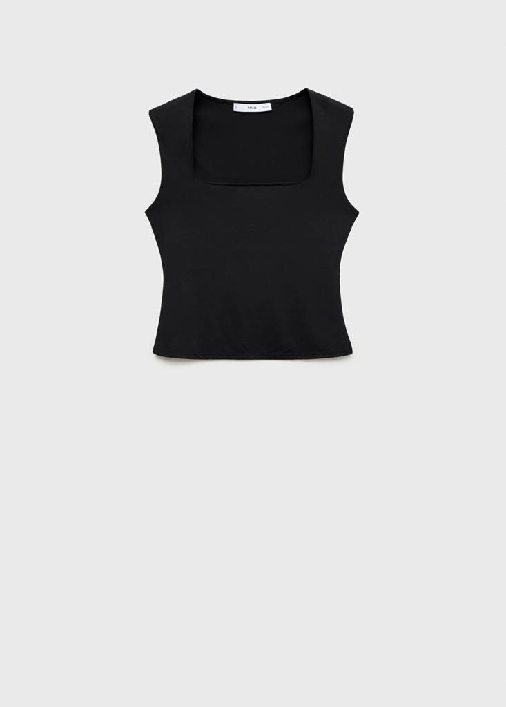 Fitted top with wide straps — Black