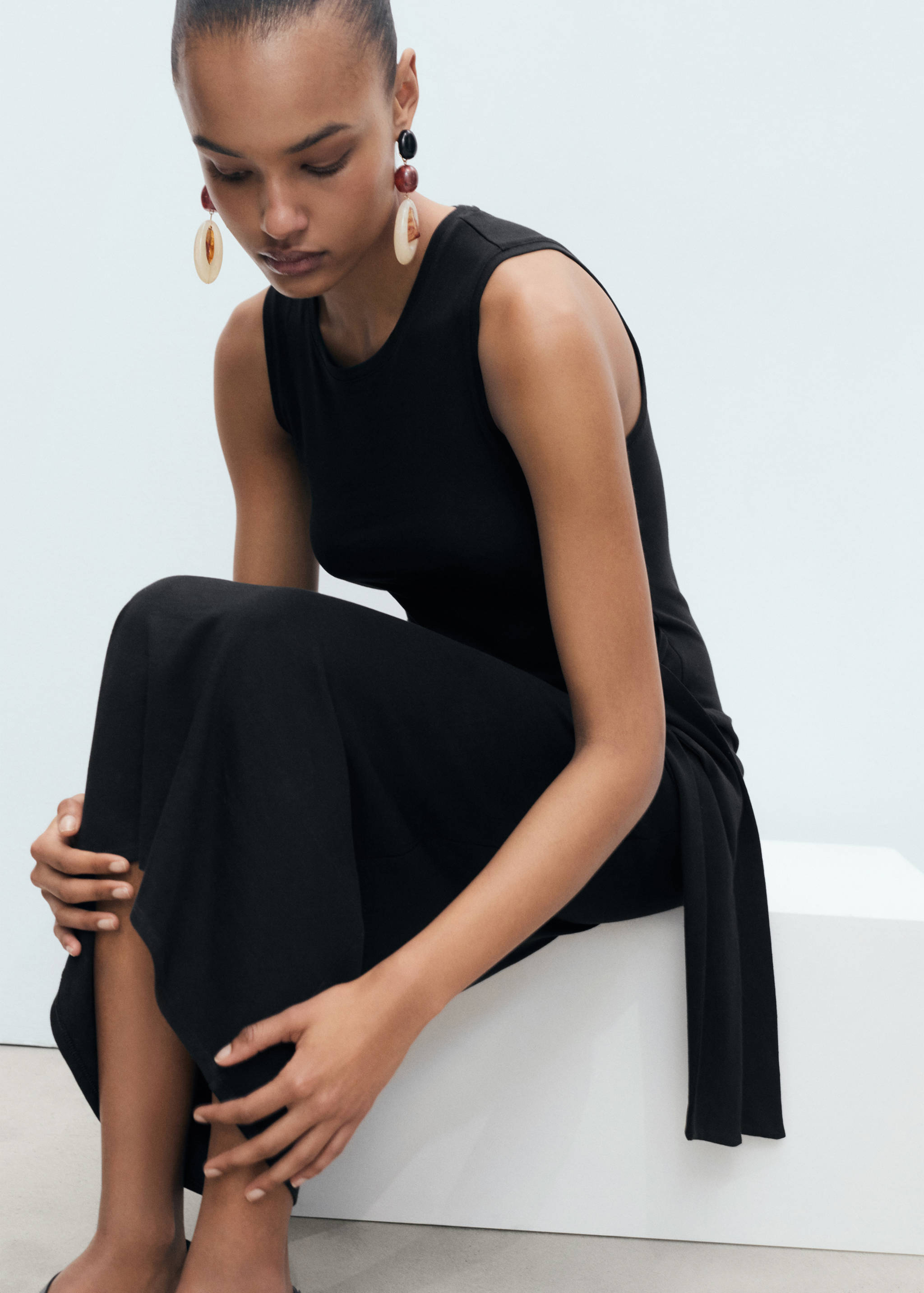 Cotton midi-dress with knot detail - Details of the article 2