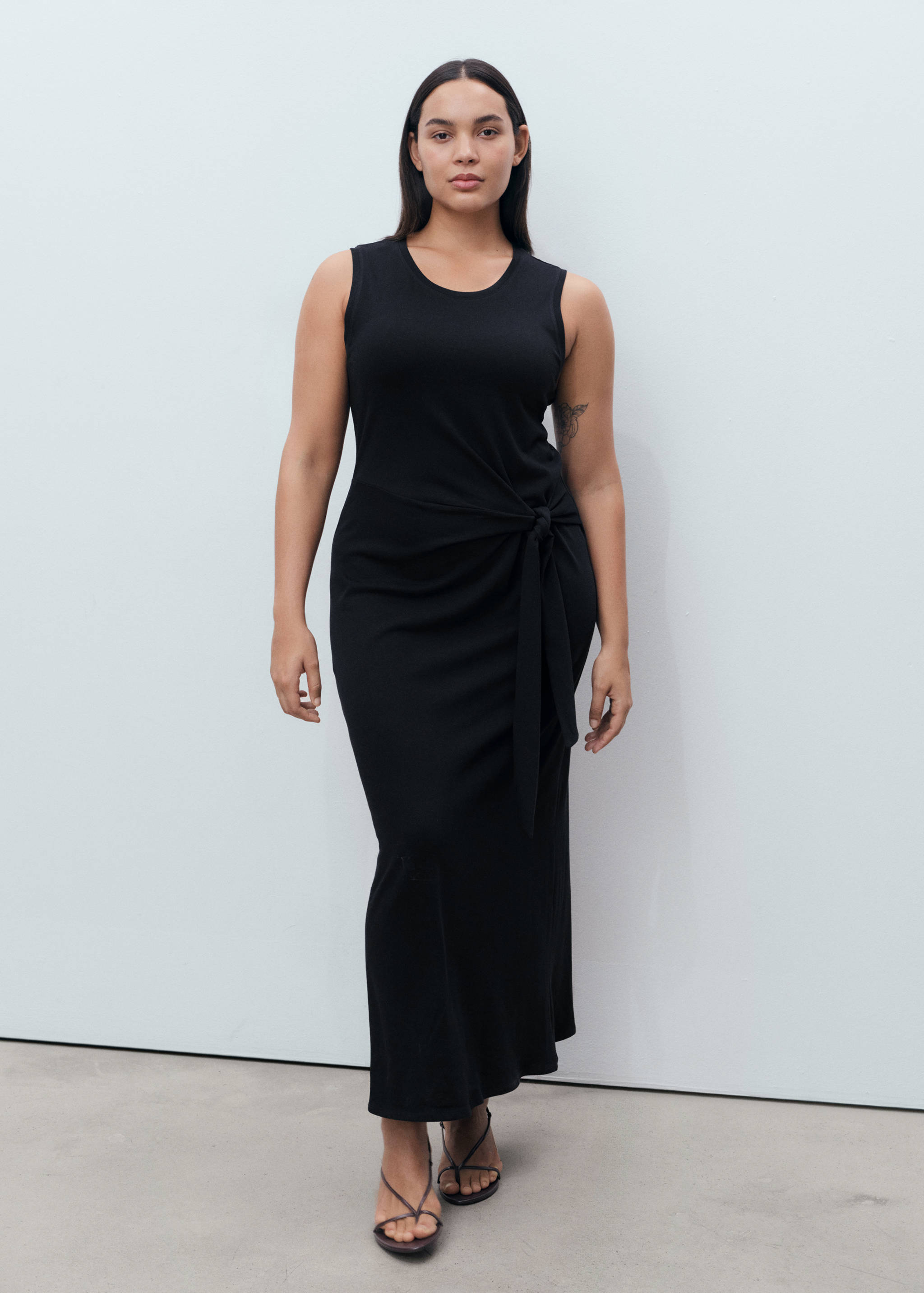 Cotton midi-dress with knot detail - Details of the article 3