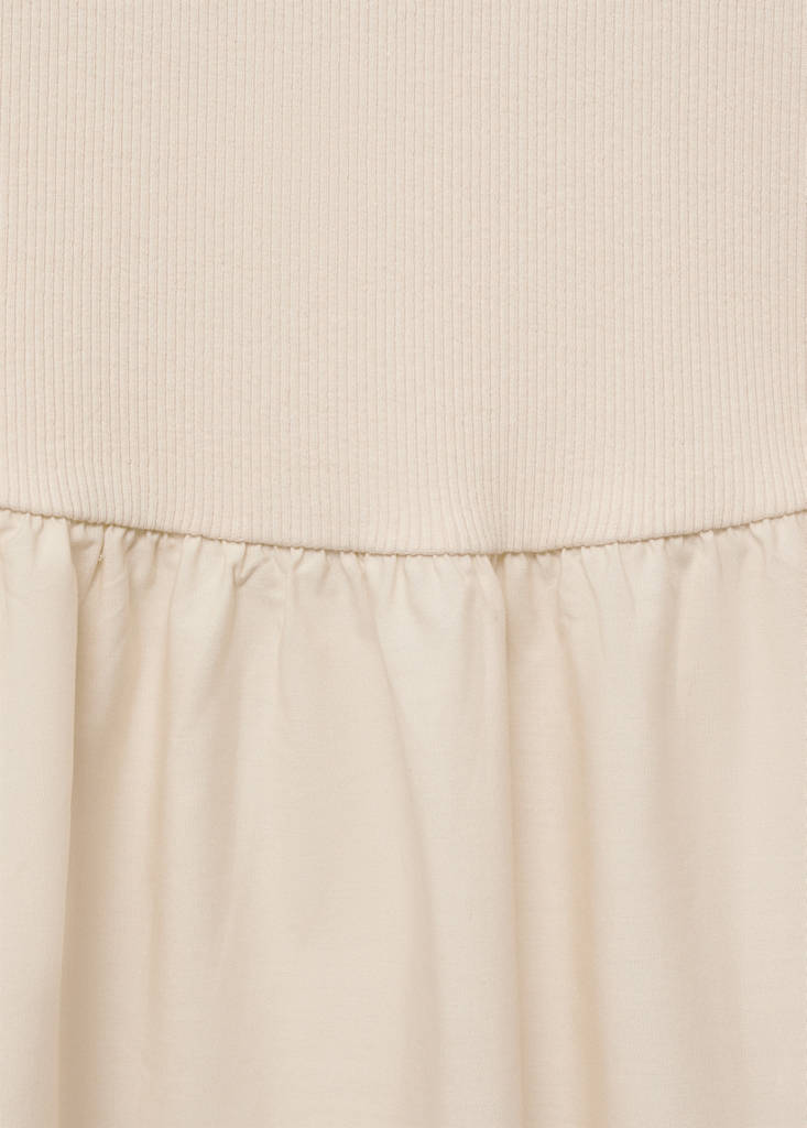 Flared dress in combined fabric — Ecru