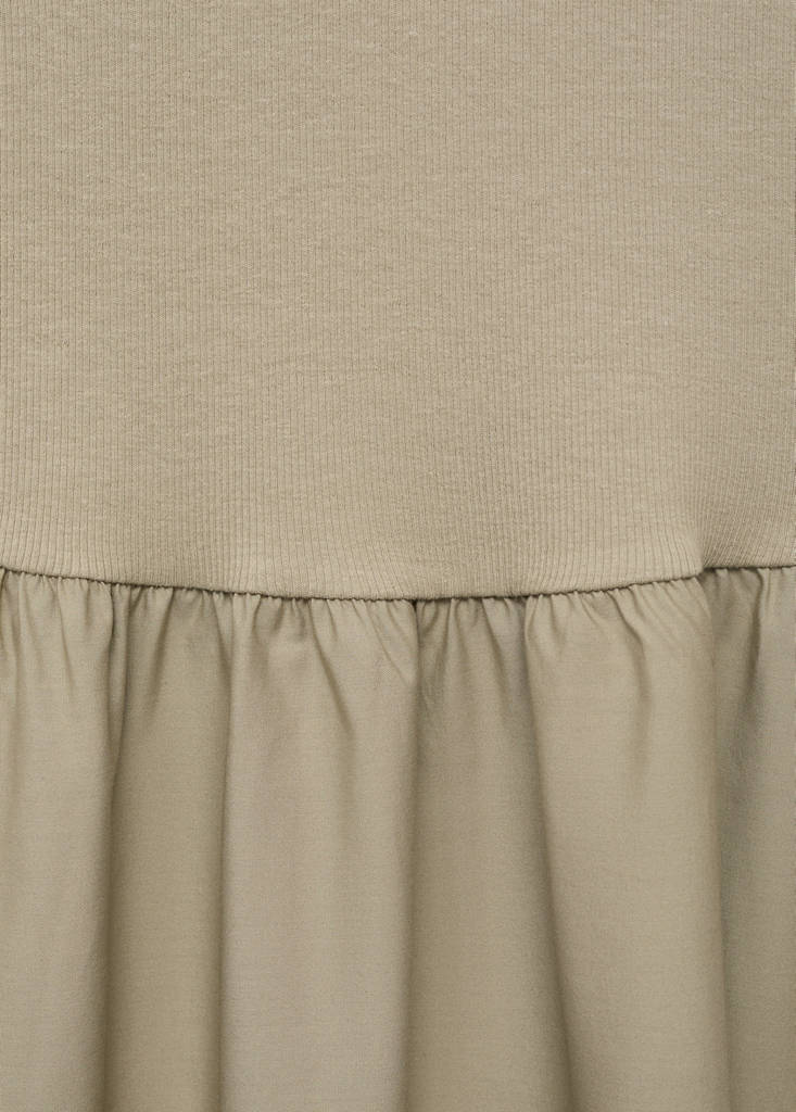 Flared dress in combined fabric — Khaki