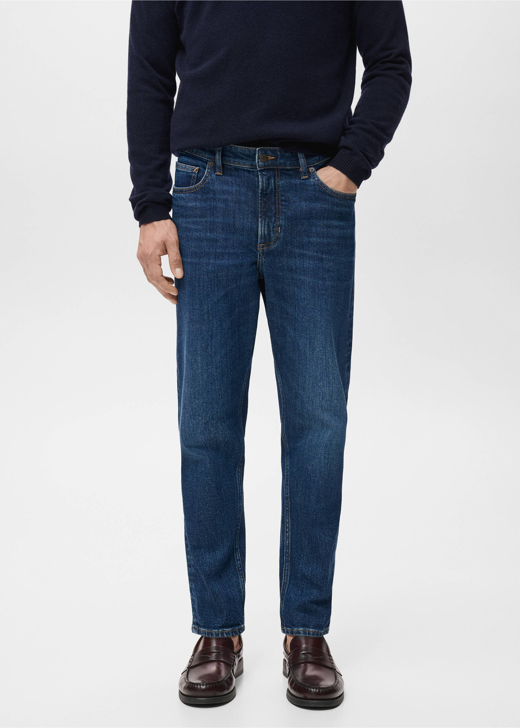 Джинсы Ben cropped tapered fit - Средний план, Темно-синий. Ref: 17031222-00.