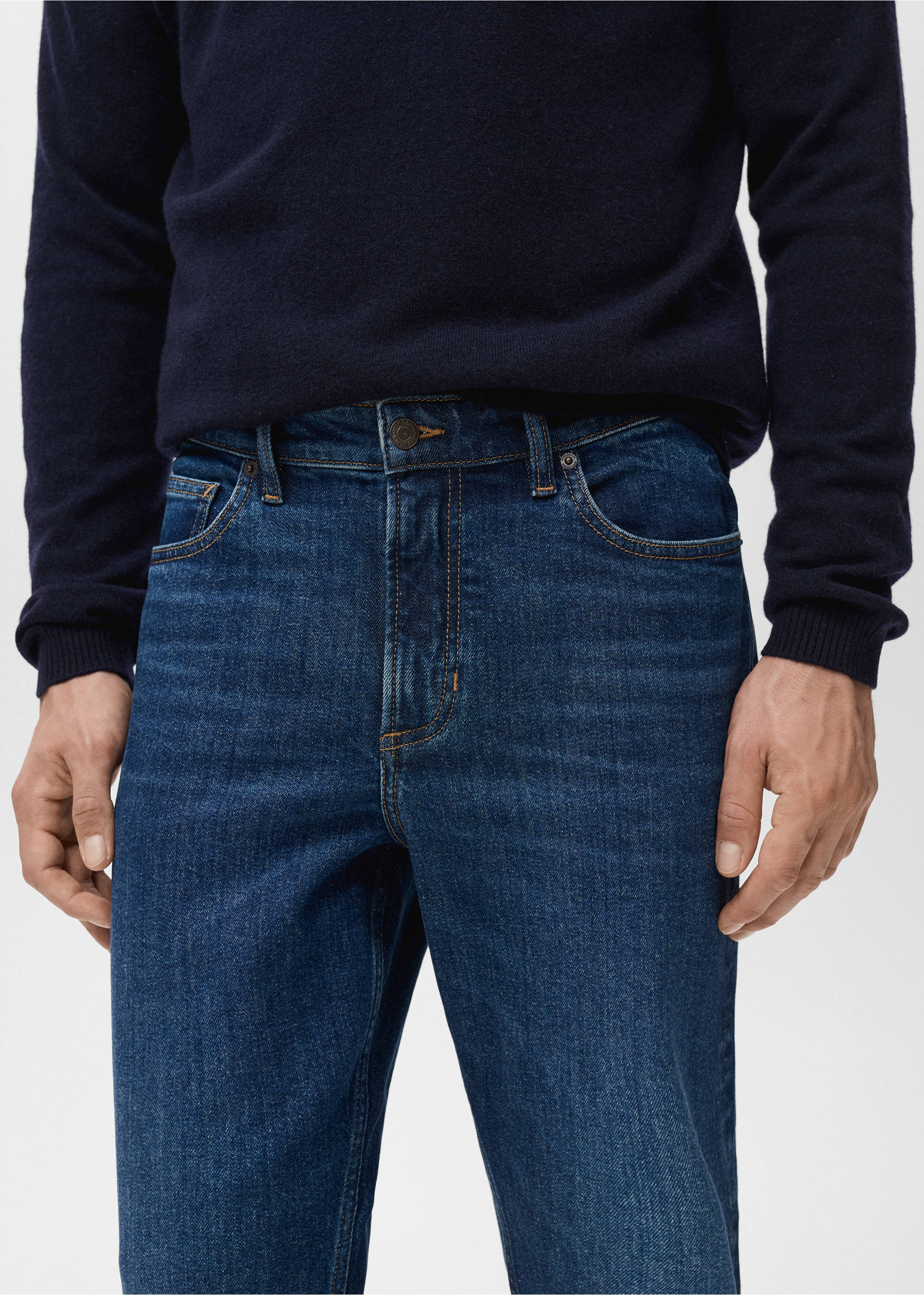 Джинсы Ben cropped tapered fit - Деталь изделия 1, Темно-синий. Ref: 17031222-00.
