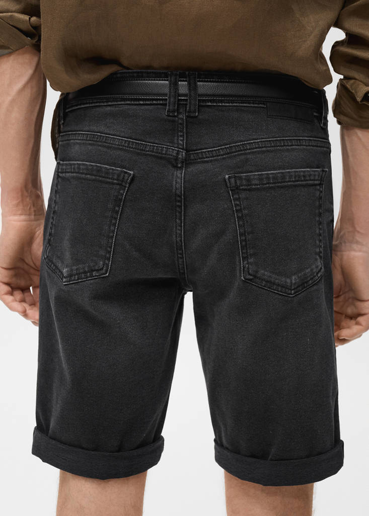Slim-fit denim bermuda shorts — Black denim