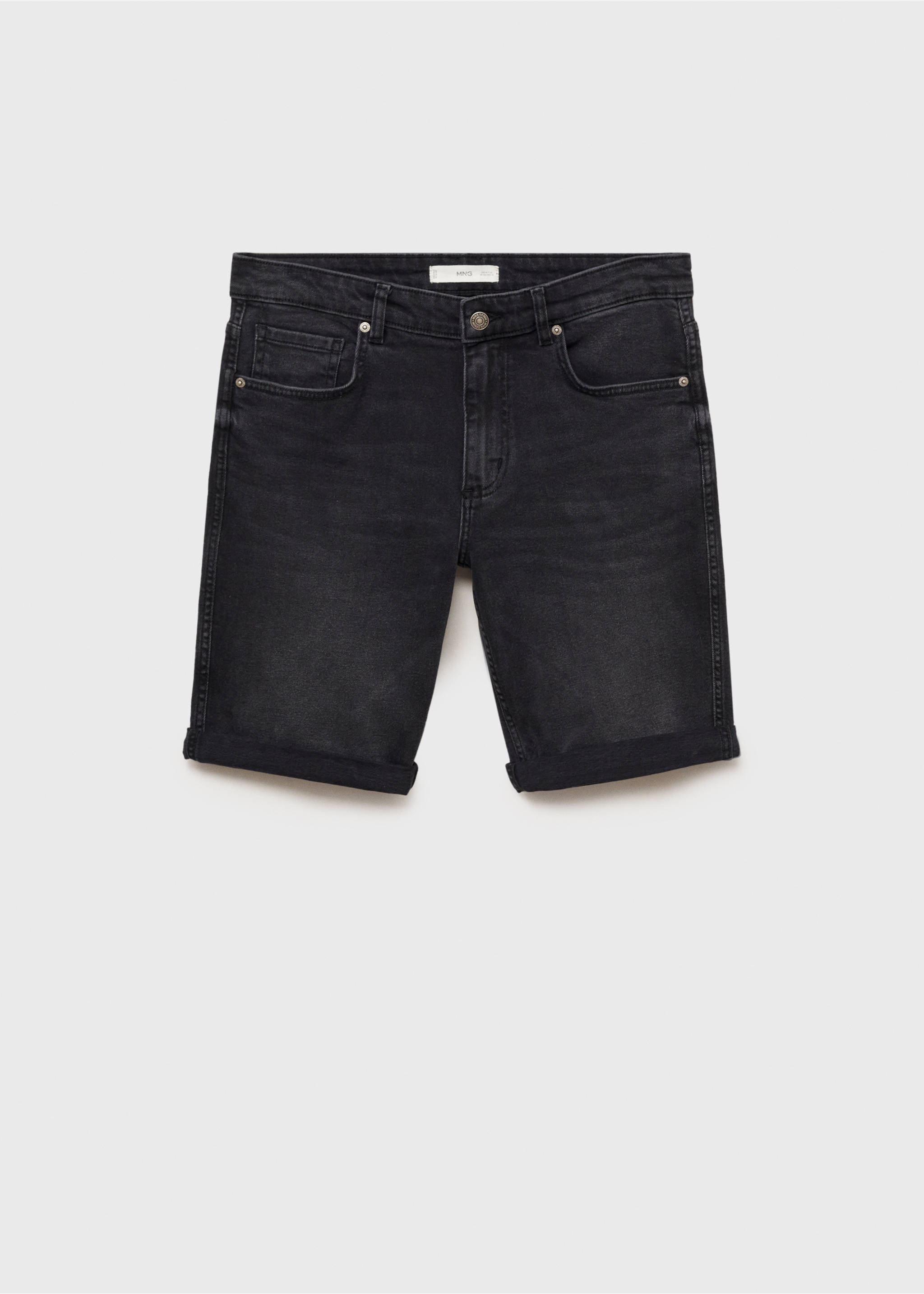 Slim-fit denim bermuda shorts - Article without model, Black denim. Ref: 17031223-00.
