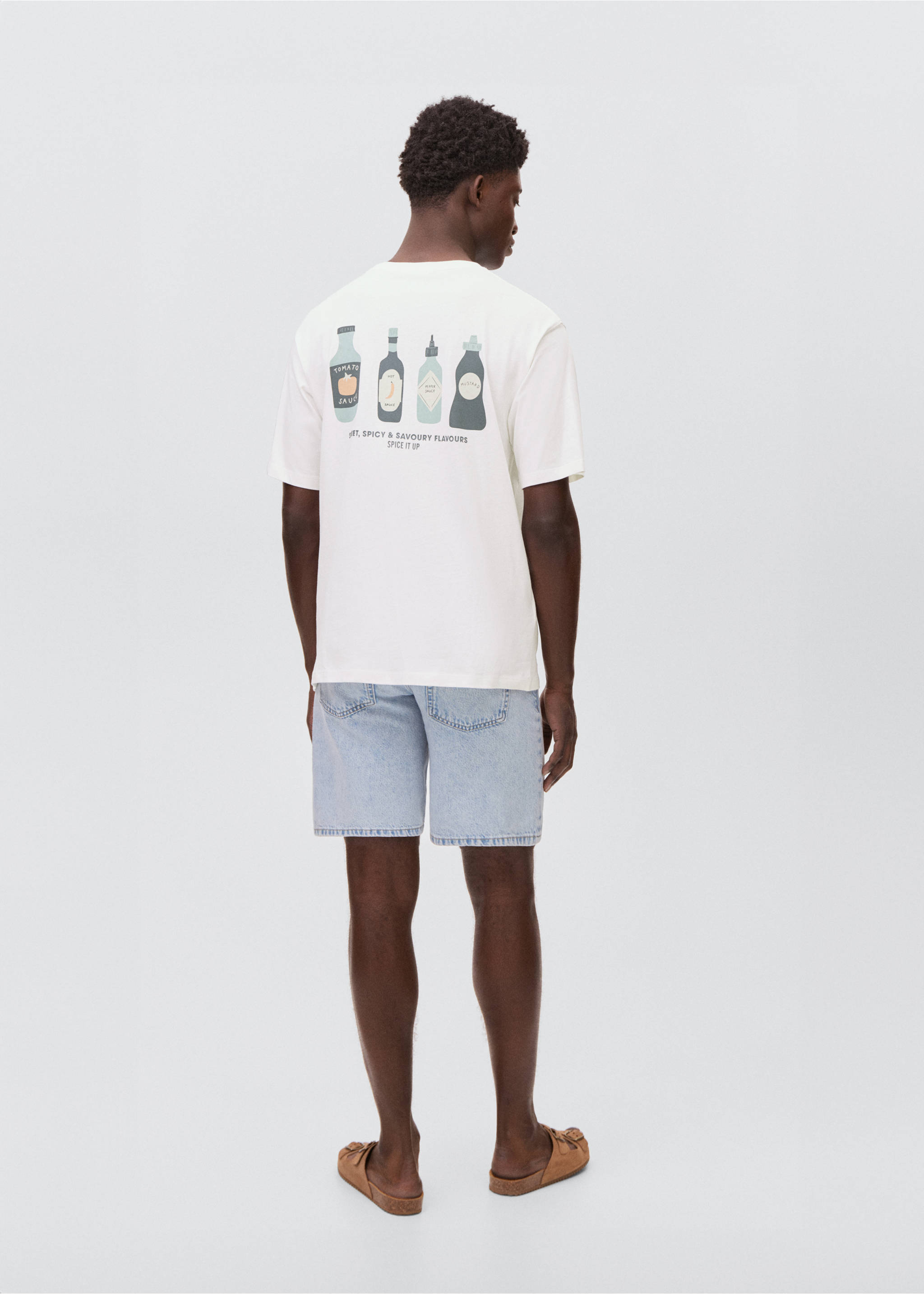Short-sleeved printed t-shirt - Reverse of the article, Off White. Ref: 17031224-00.