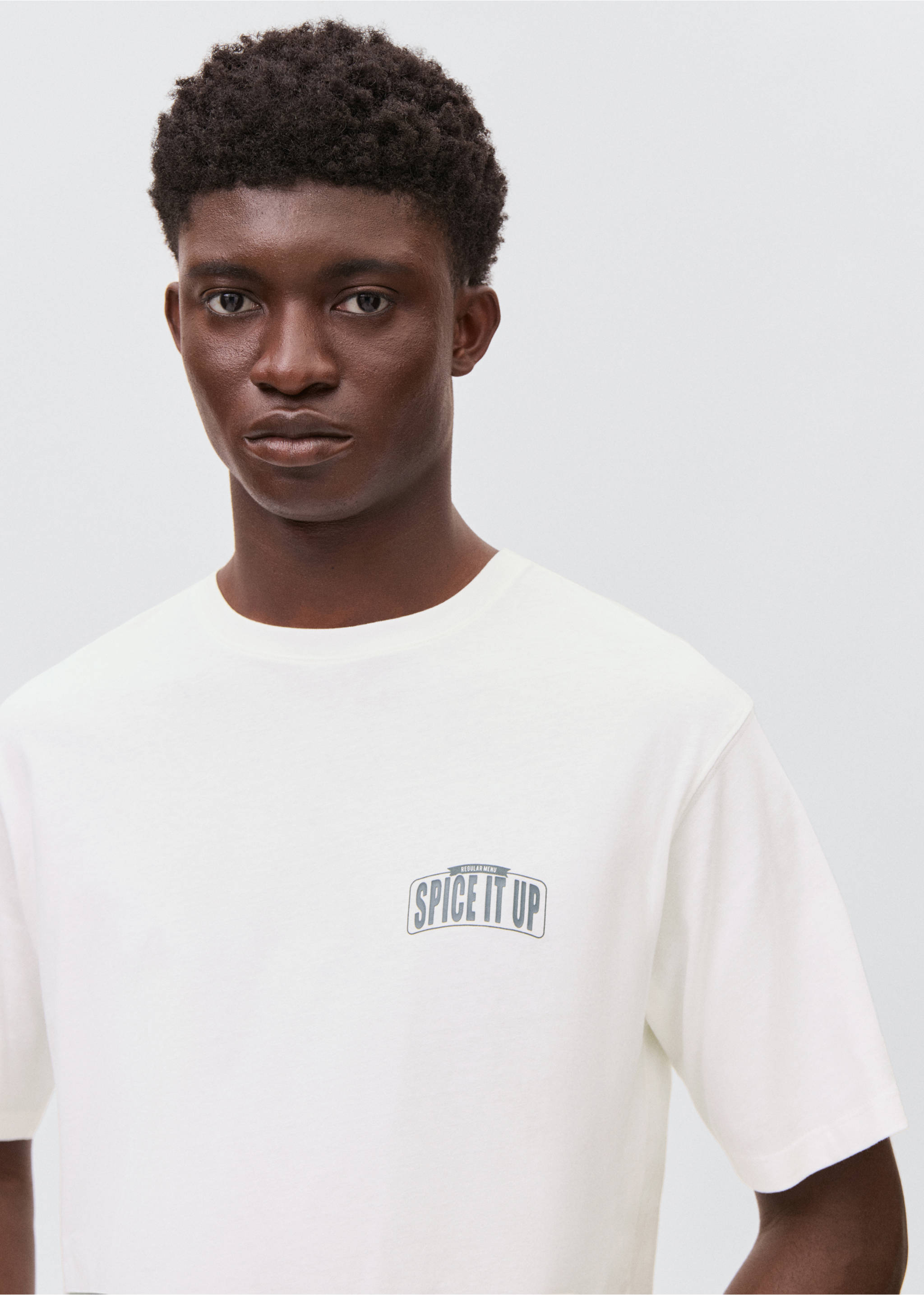 Short-sleeved printed t-shirt - Details of the article 1, Off White. Ref: 17031224-00.