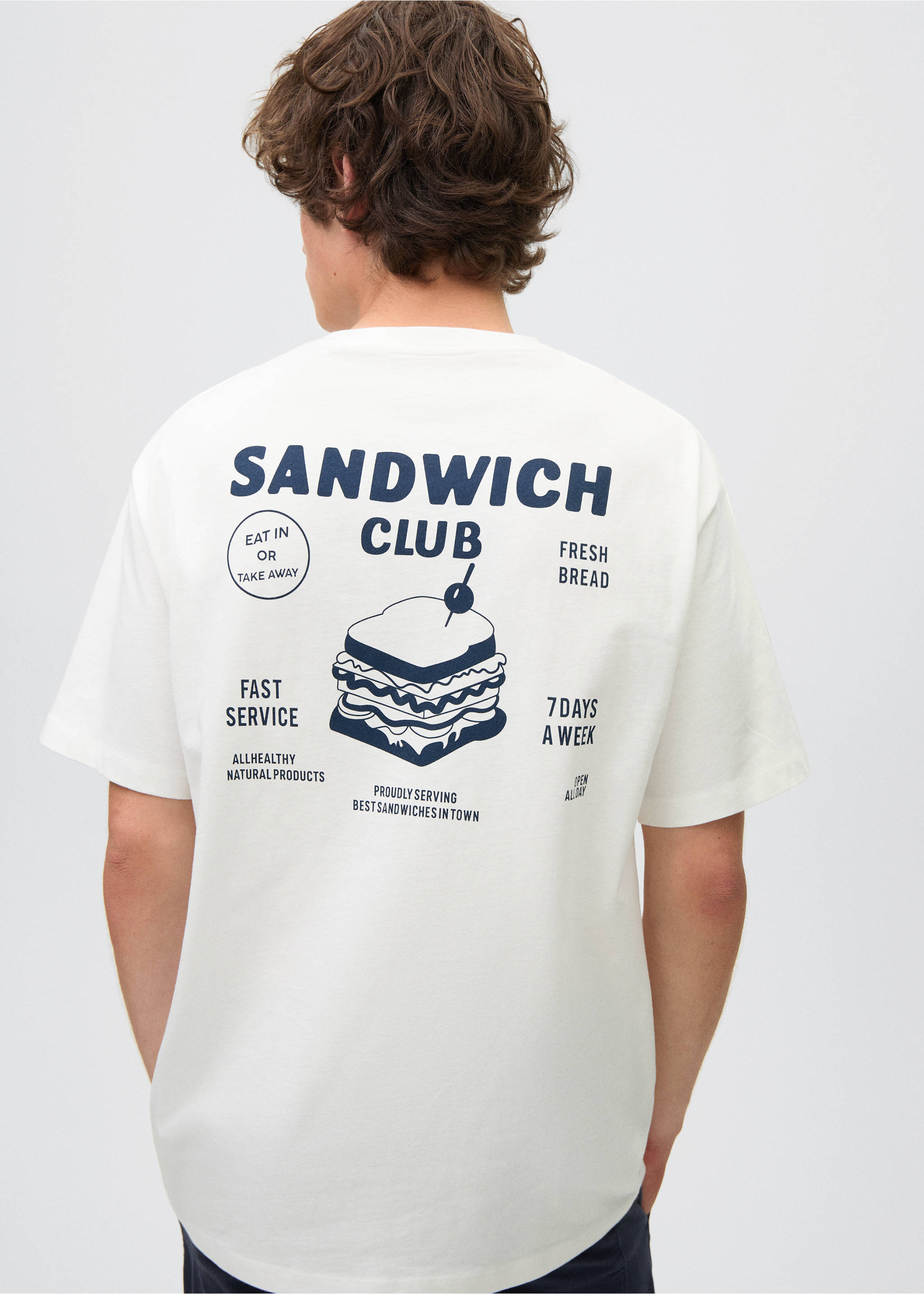 Short-sleeved printed t-shirt - Reverse of the article, Off White. Ref: 17031225-00.