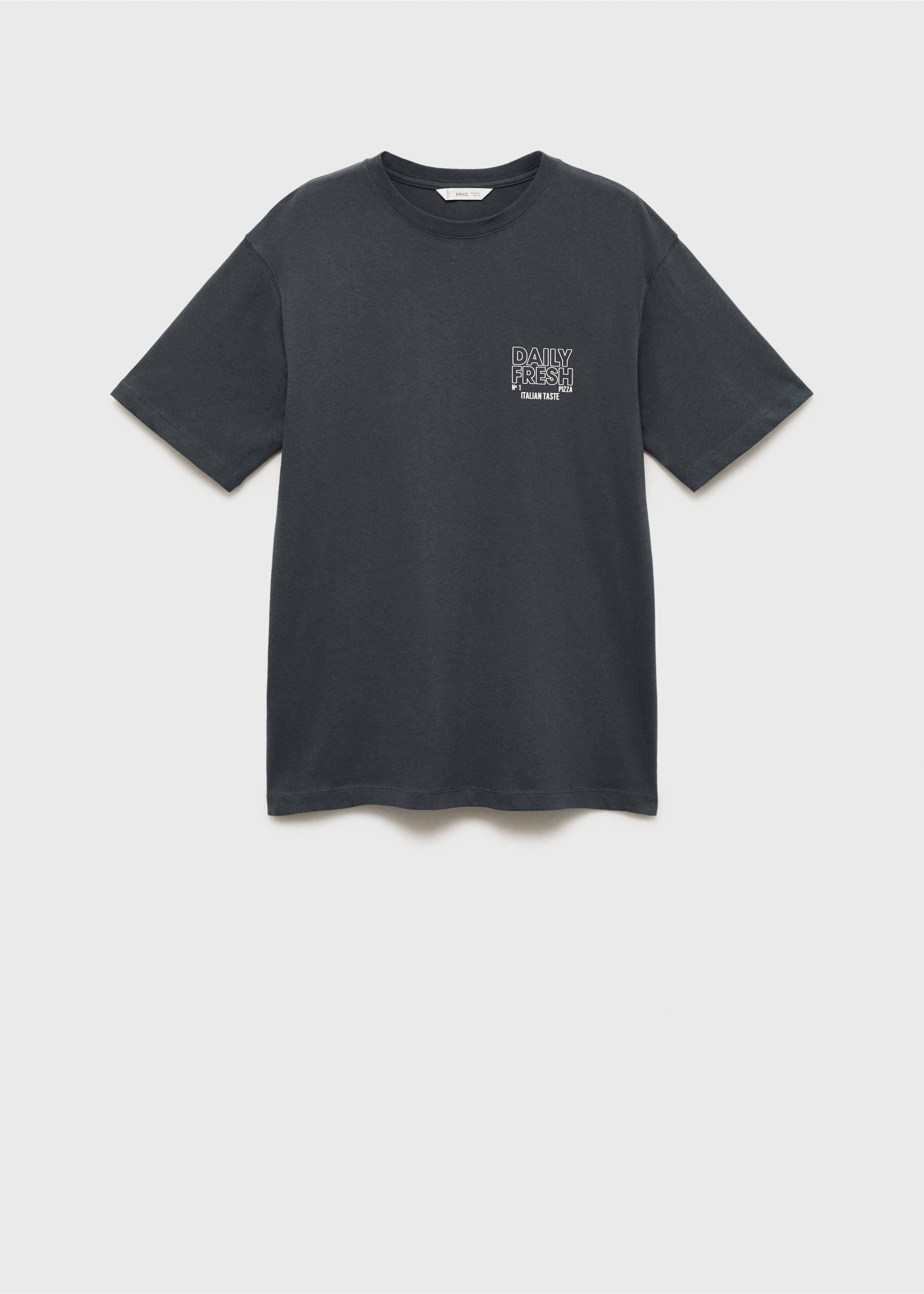 Short-sleeved printed t-shirt - Article without model, Charcoal. Ref: 17031226-00.