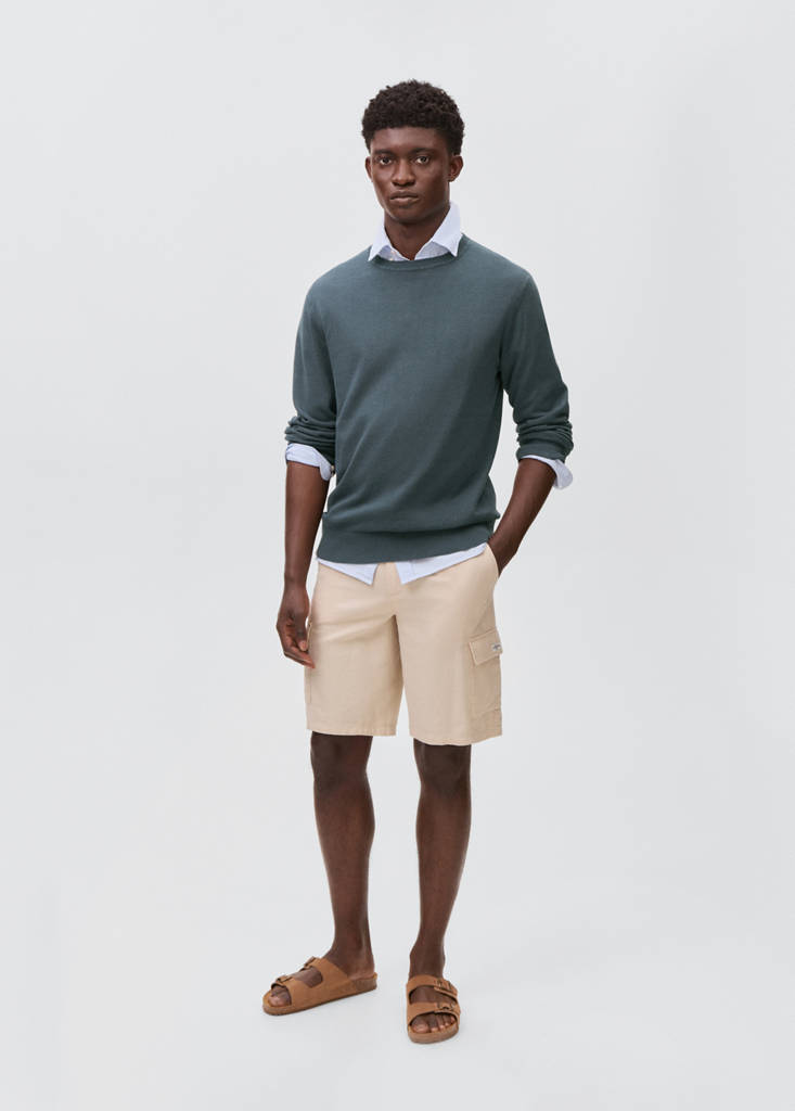 Knitted cotton sweater — Petrol Blue