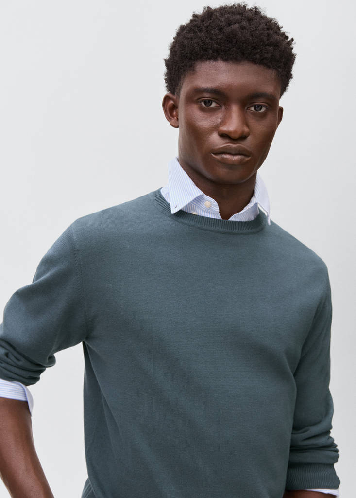 Knitted cotton sweater — Petrol Blue