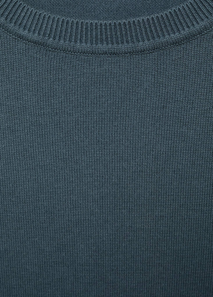 Knitted cotton sweater — Petrol Blue