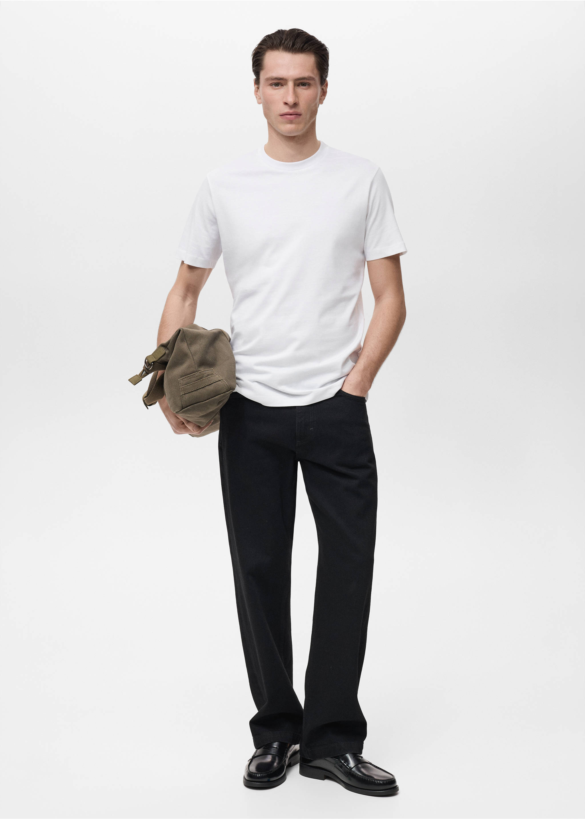 Camiseta slim fit 100% algodón - Plano general, Blanco. Ref: 17031230-00.