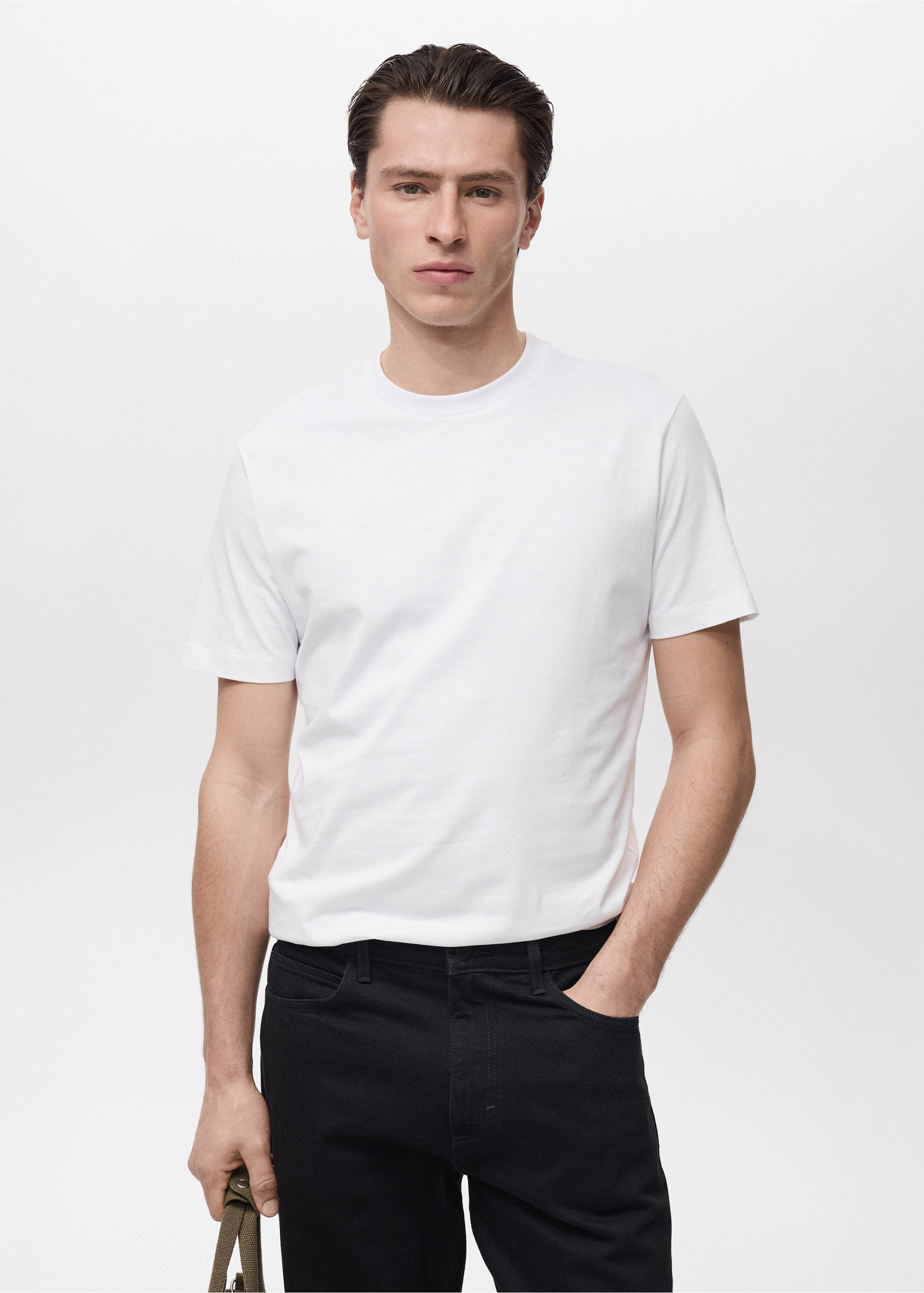 Camiseta slim fit 100% algodón - Plano medio, Blanco. Ref: 17031230-00.