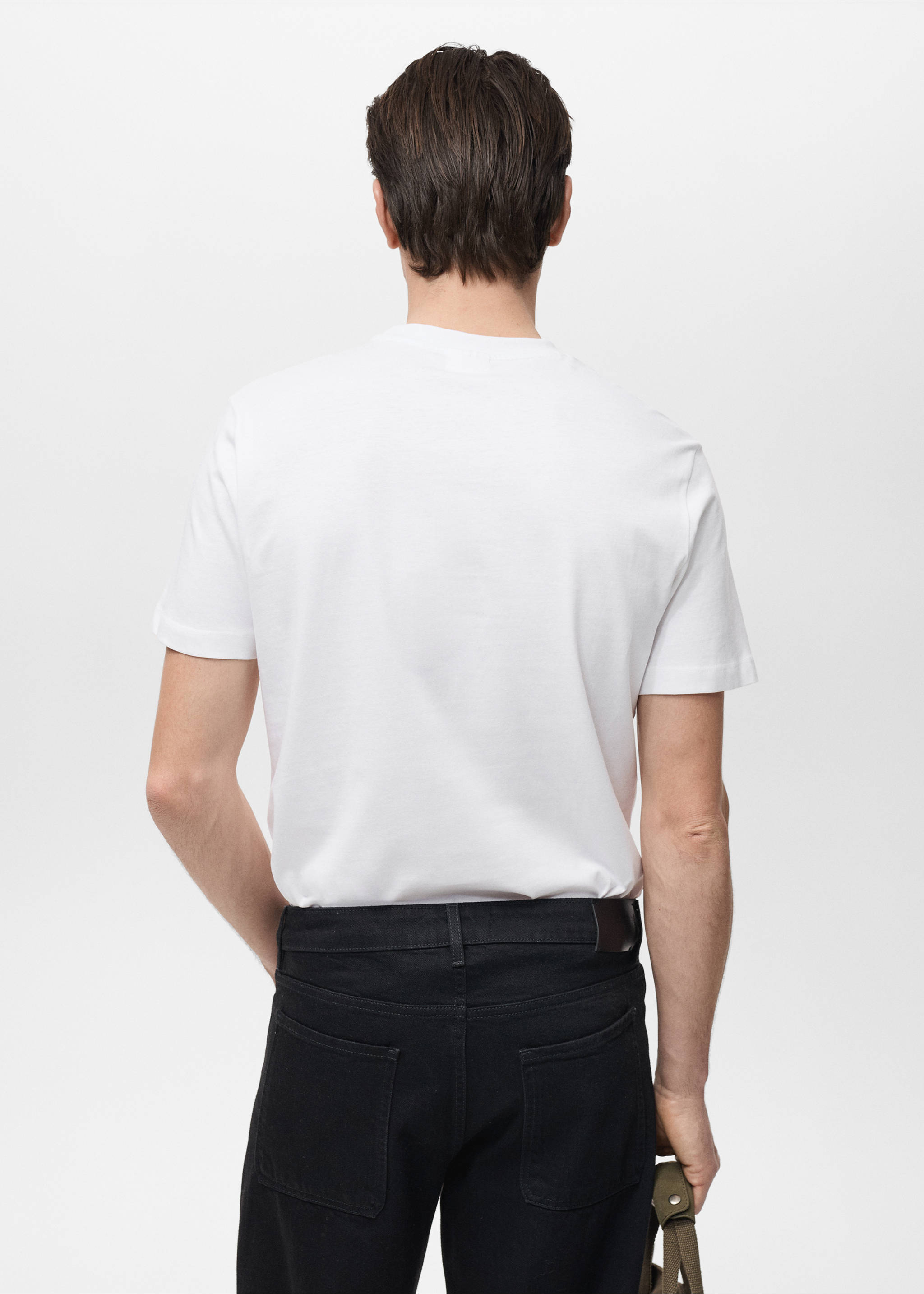Camiseta slim fit 100% algodón - Reverso del artículo, Blanco. Ref: 17031230-00.