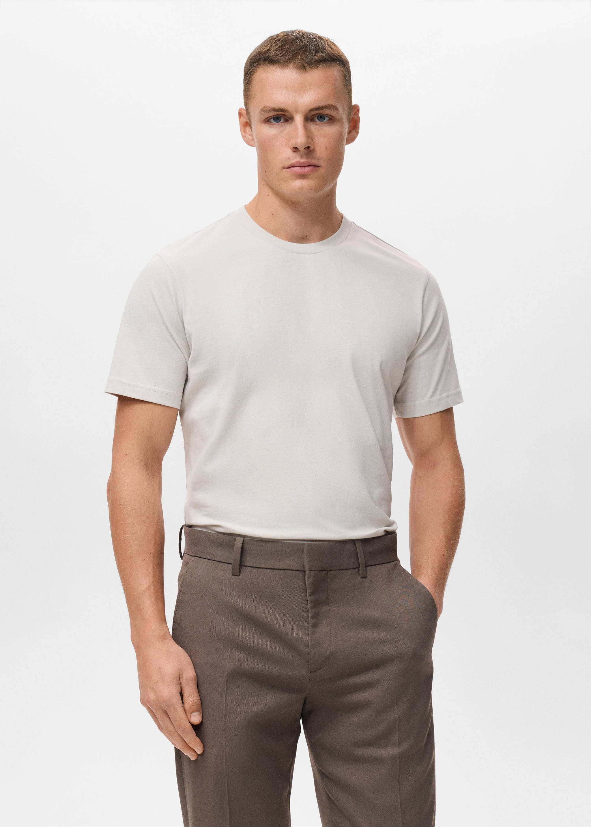 Camiseta slim fit 100% algodón - Plano medio, Gris hielo. Ref: 17031230-00.