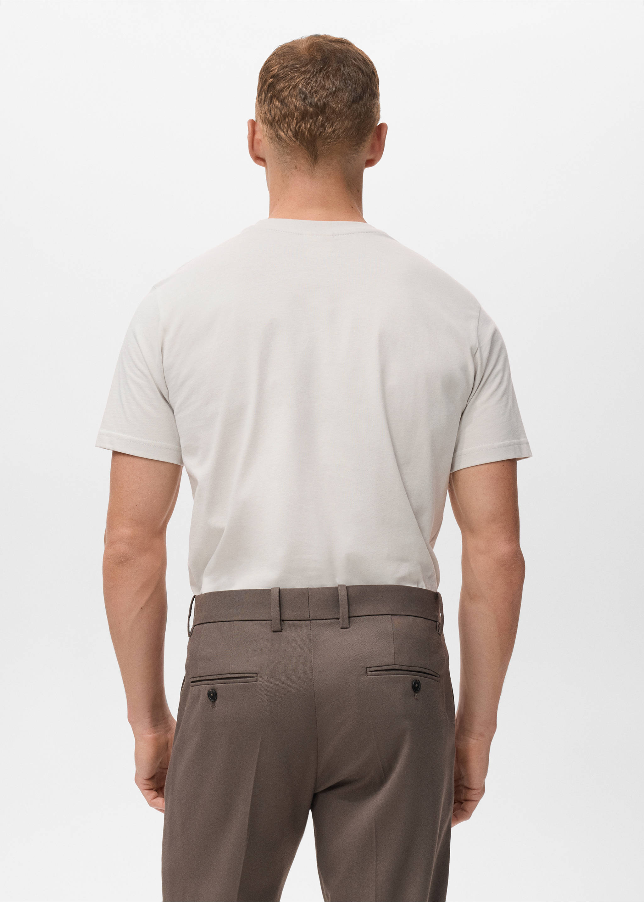 Camiseta slim fit 100% algodón - Reverso del artículo, Gris hielo. Ref: 17031230-00.