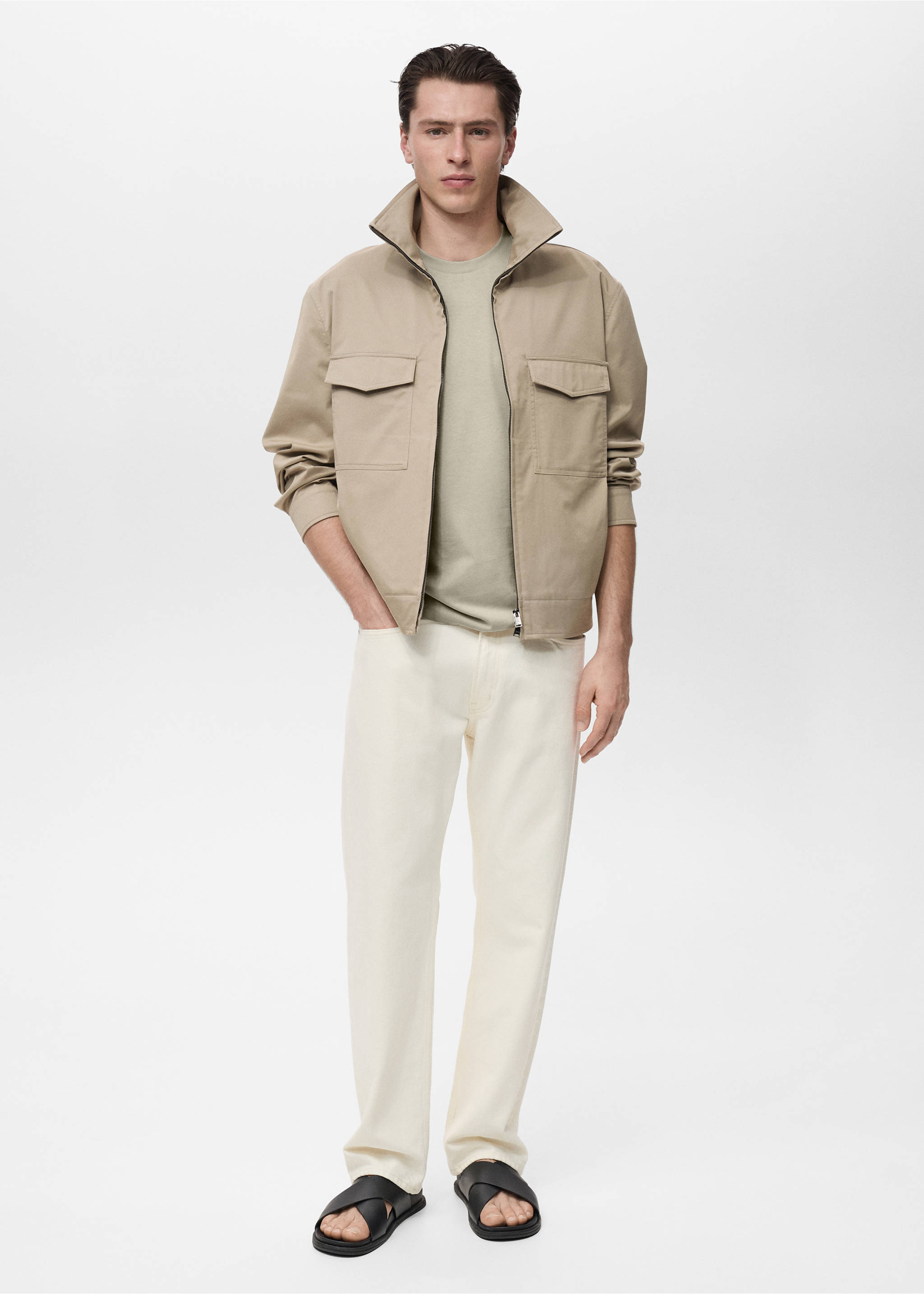 Camiseta slim fit 100% algodón - Plano general, Arena. Ref: 17031230-00.