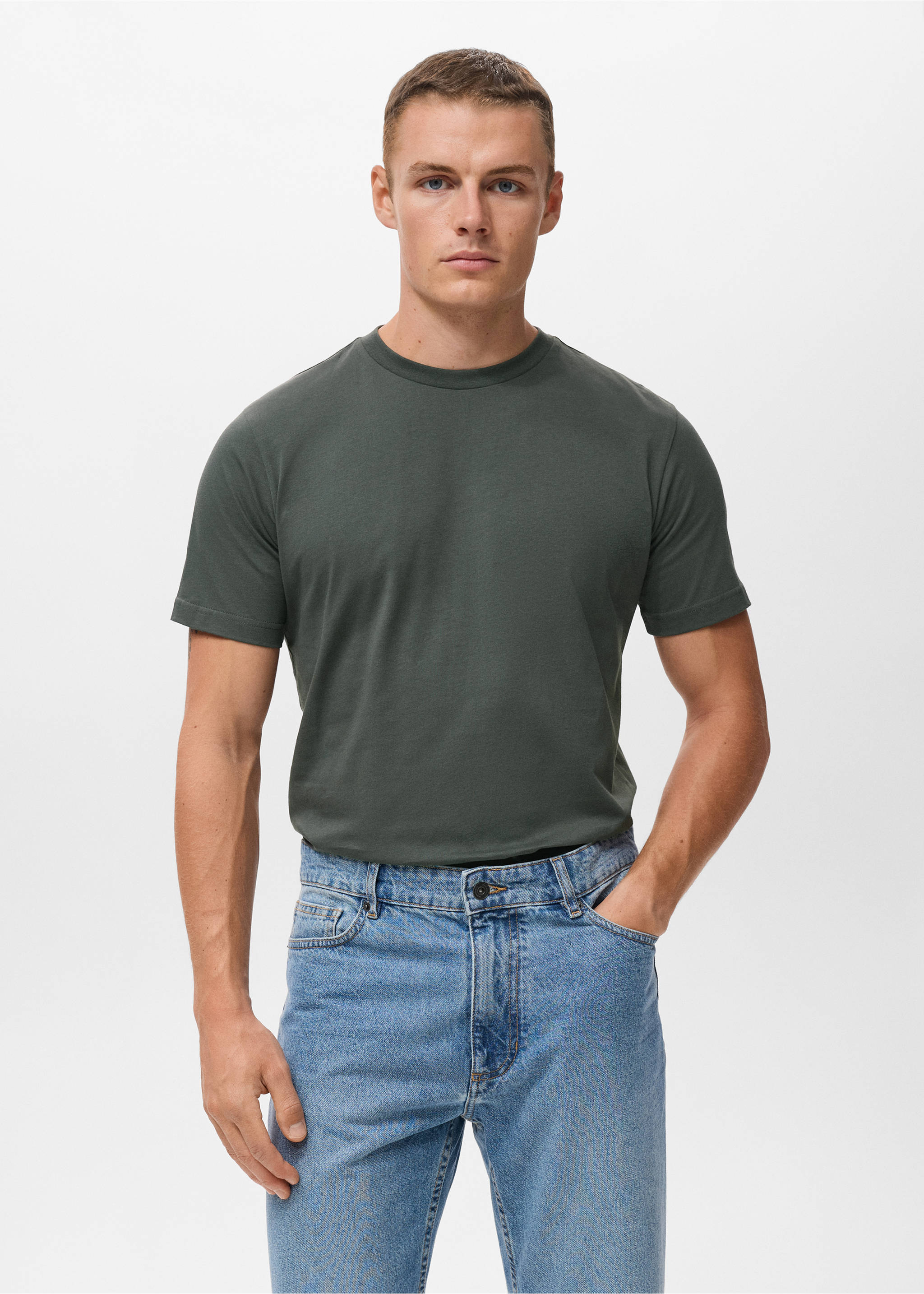 Camiseta slim fit 100% algodón - Plano medio, Topo. Ref: 17031230-00.