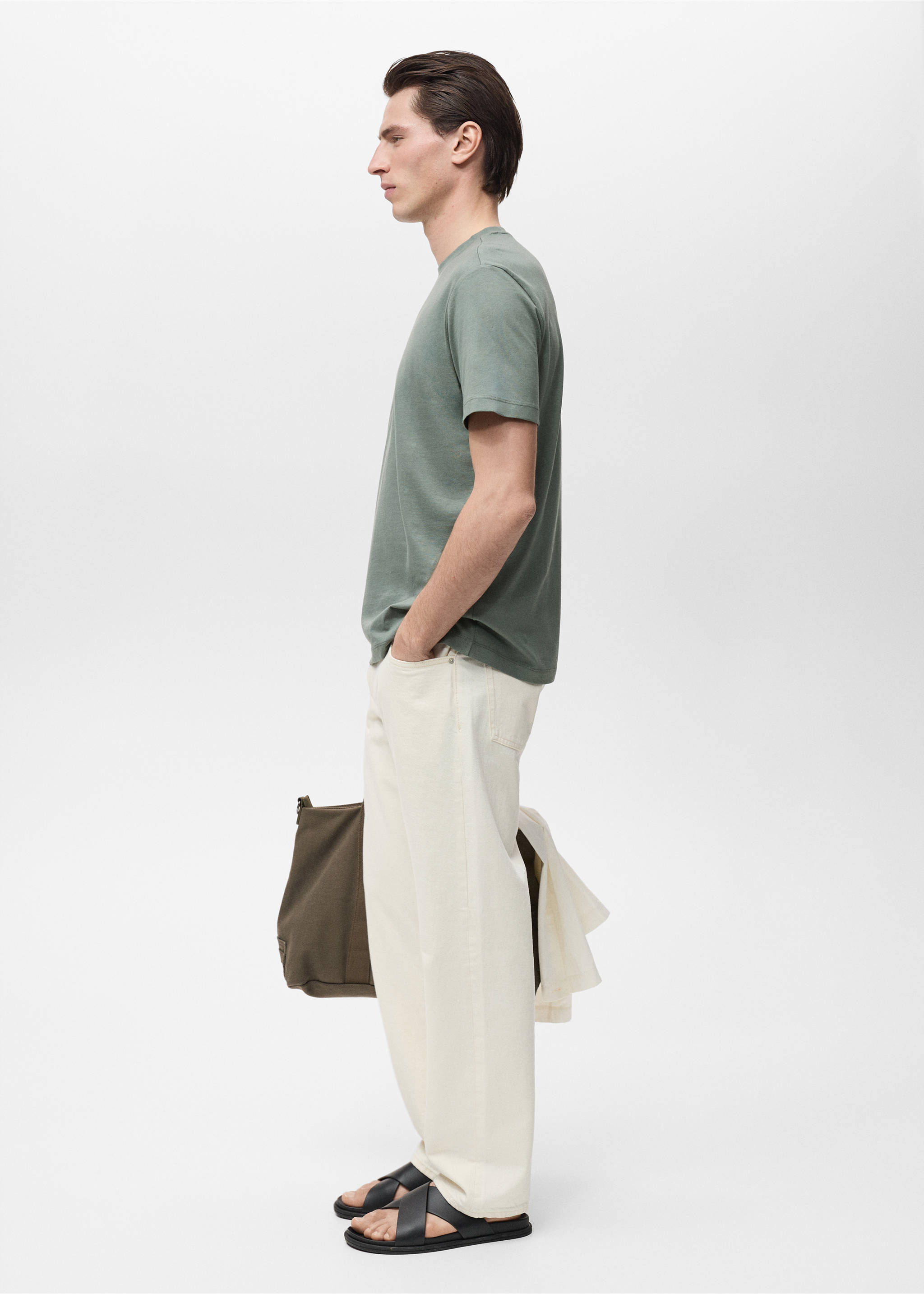 Camiseta slim fit 100% algodón - Detalle del artículo 2, Khaki. Ref: 17031230-00.