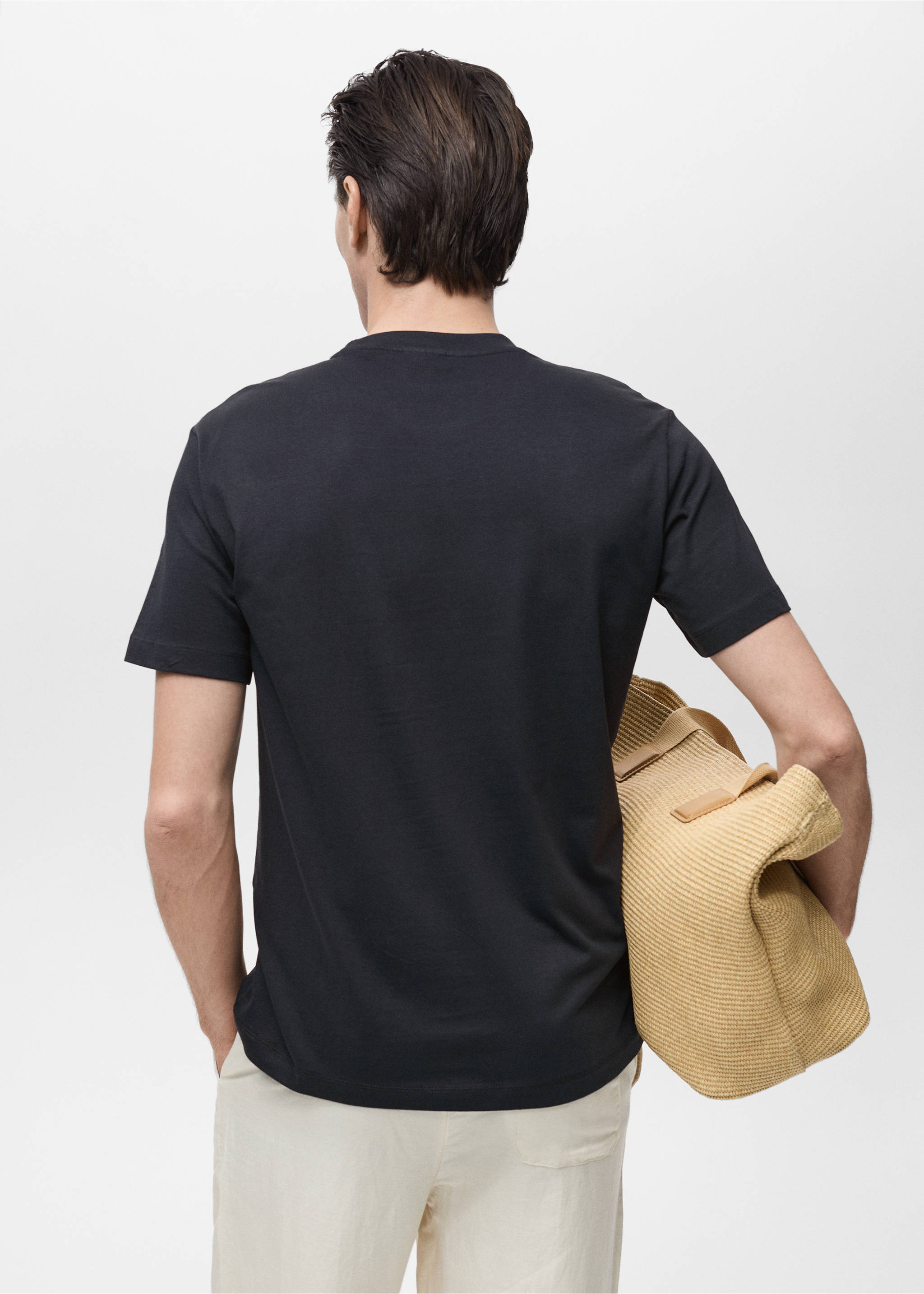 100% cotton slim-fit t-shirt - Reverse of the article, Dark Navy. Ref: 17031230-00.