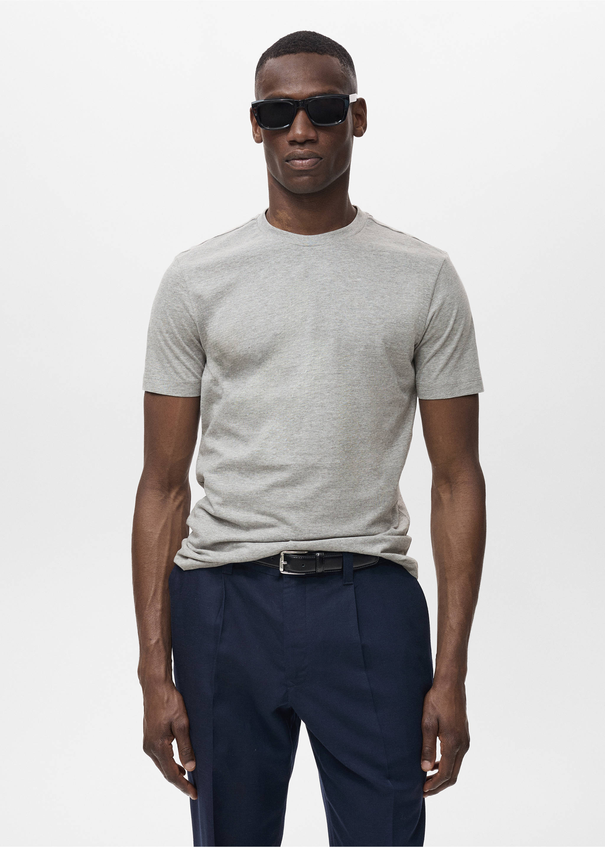 100% cotton slim-fit t-shirt - Medium plane, Medium Heather Grey. Ref: 17031230-00.