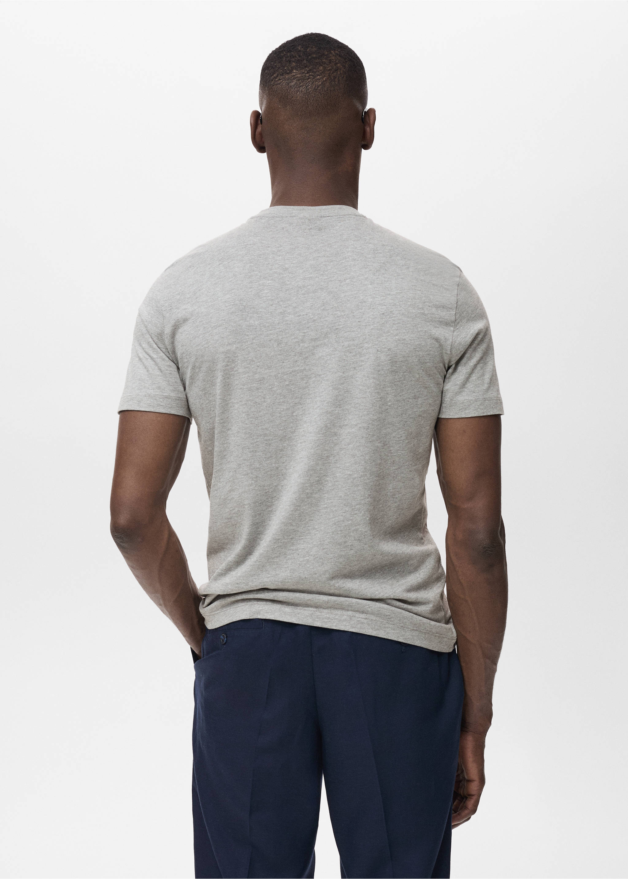 100% cotton slim-fit t-shirt - Reverse of the article, Medium Heather Grey. Ref: 17031230-00.