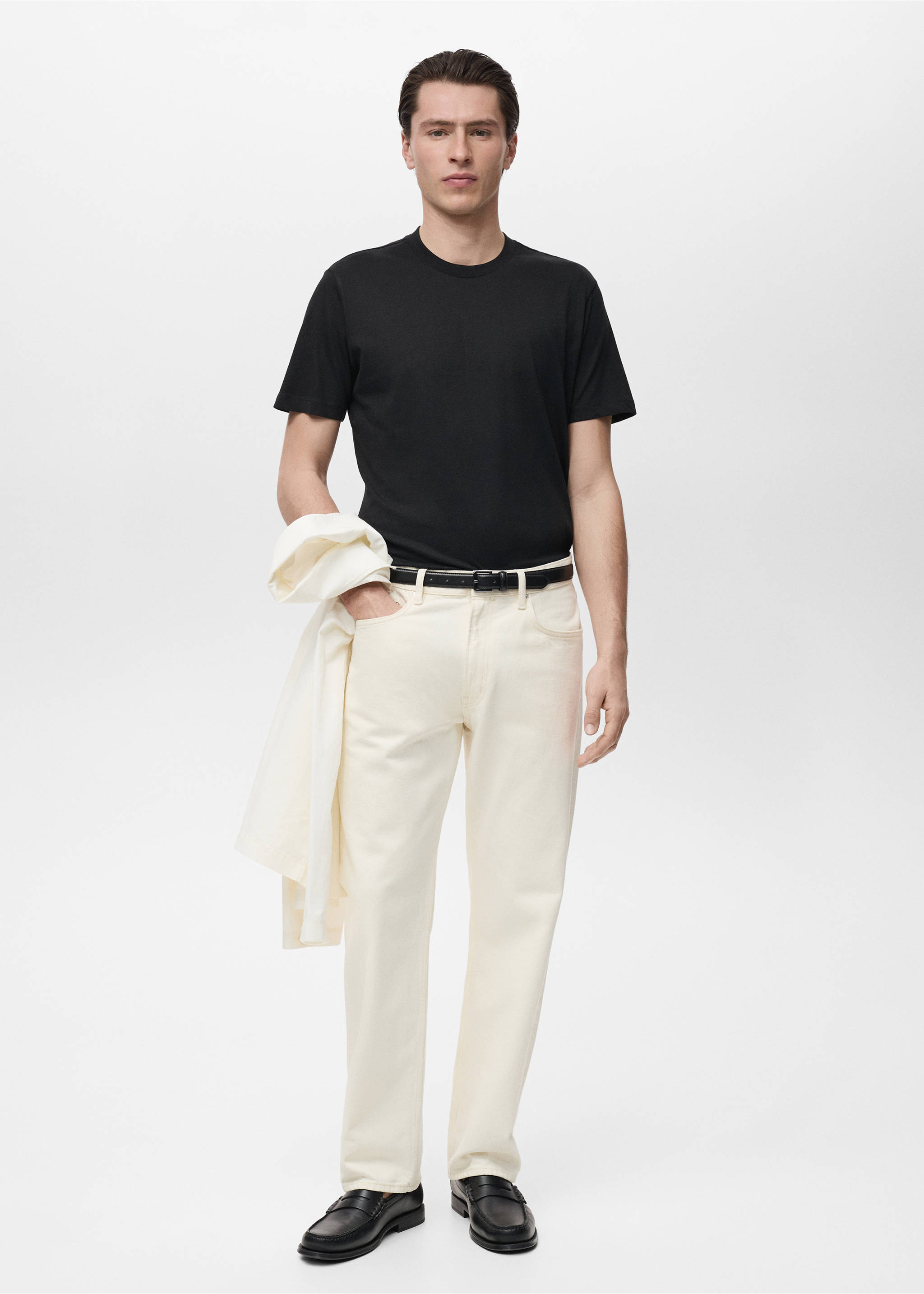 100% cotton slim-fit t-shirt - General plane, Black. Ref: 17031230-00.