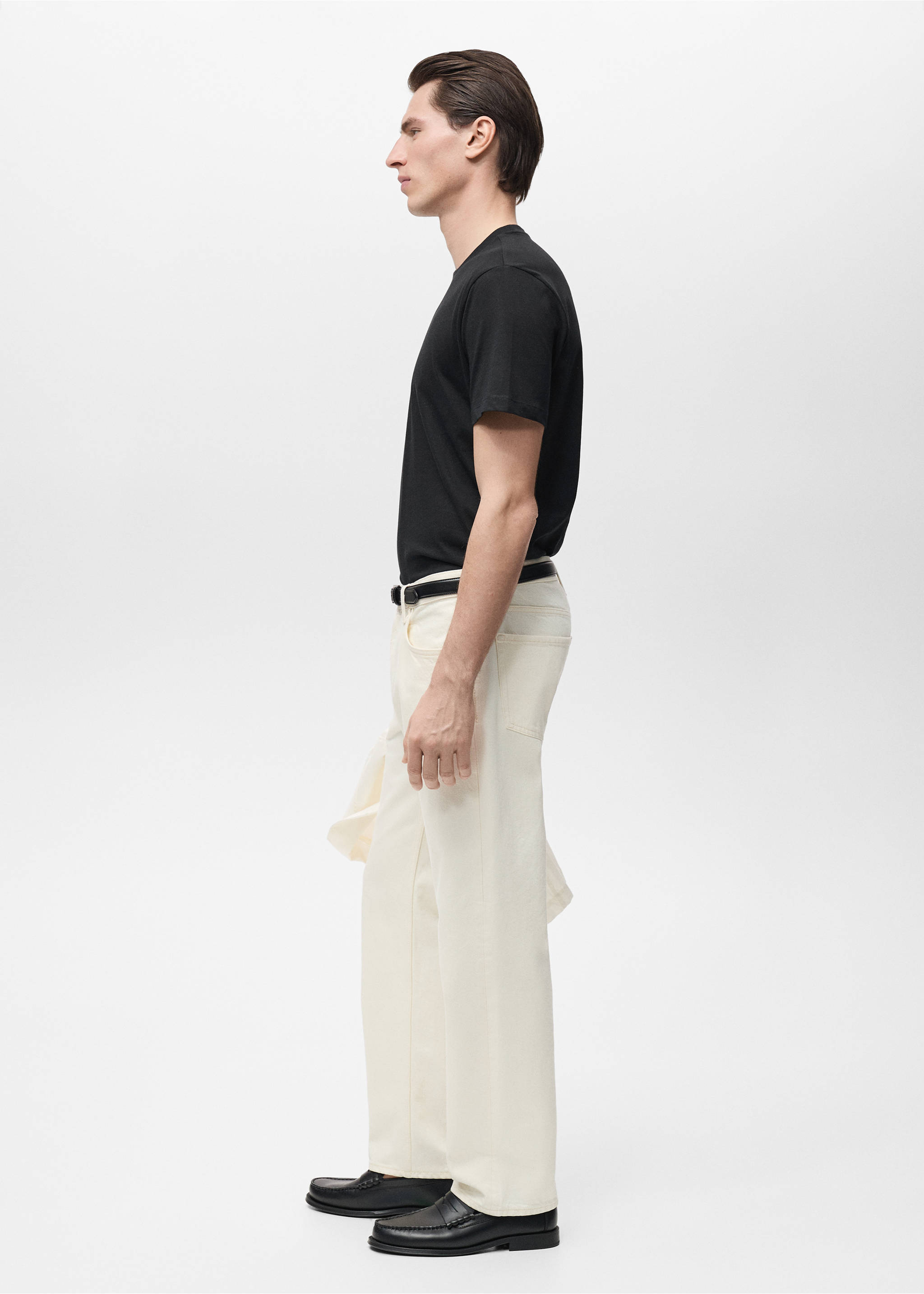 100% cotton slim-fit t-shirt - Details of the article 2, Black. Ref: 17031230-00.