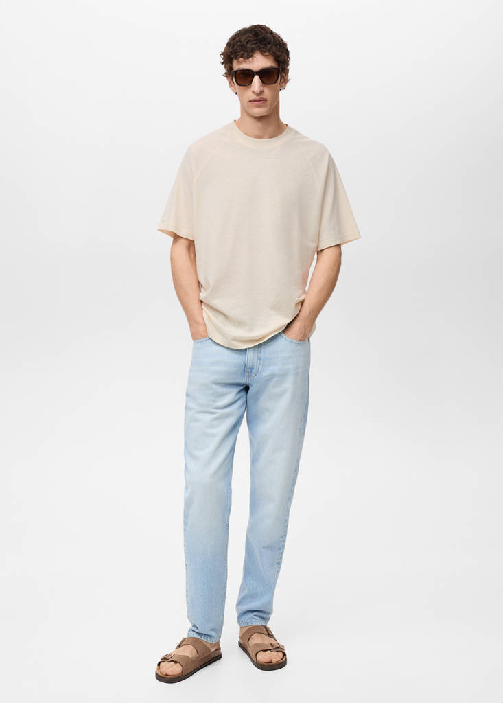 Relaxed-fit cotton-linen t-shirt — Sand