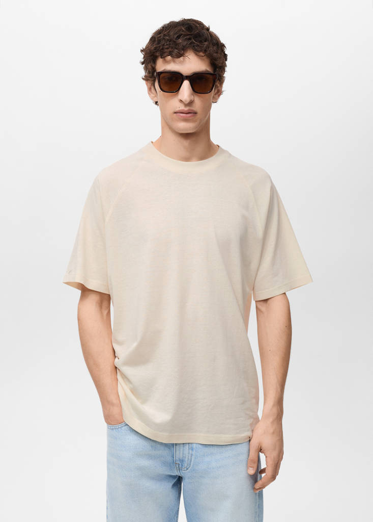 Relaxed-fit cotton-linen t-shirt — Sand