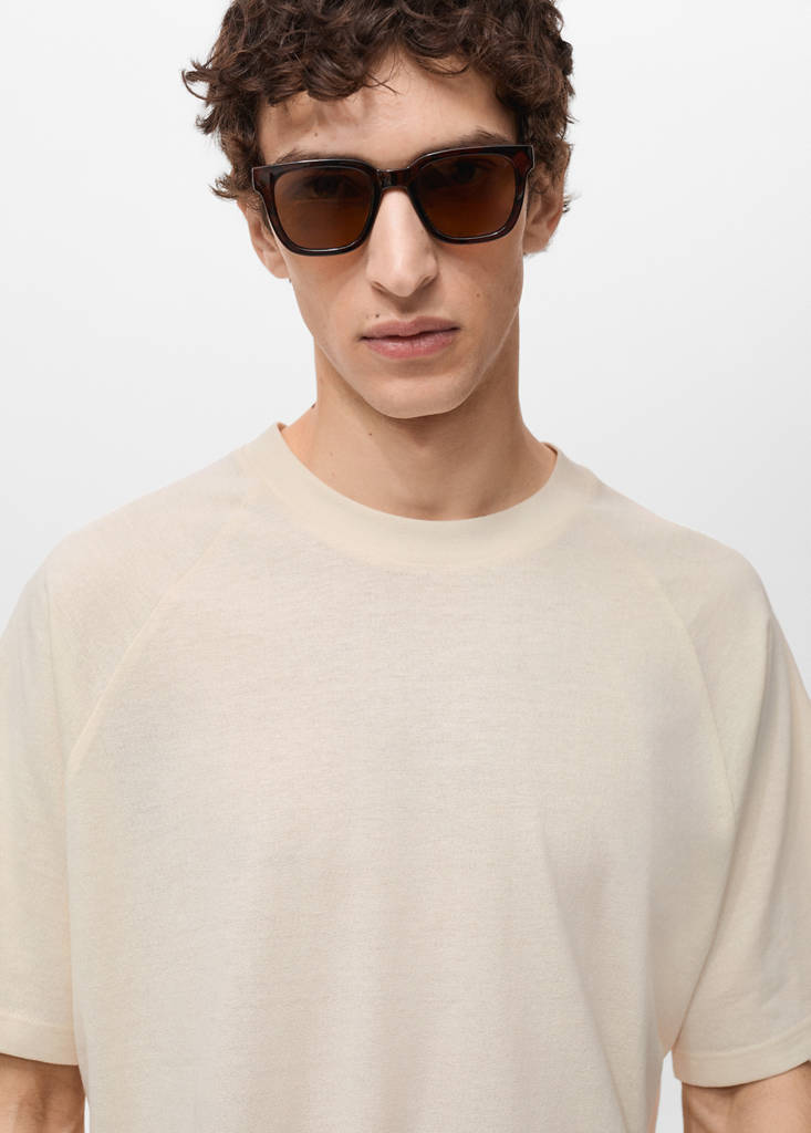 Relaxed-fit cotton-linen t-shirt — Sand