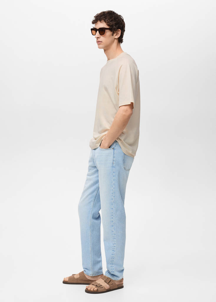Relaxed-fit cotton-linen t-shirt — Sand