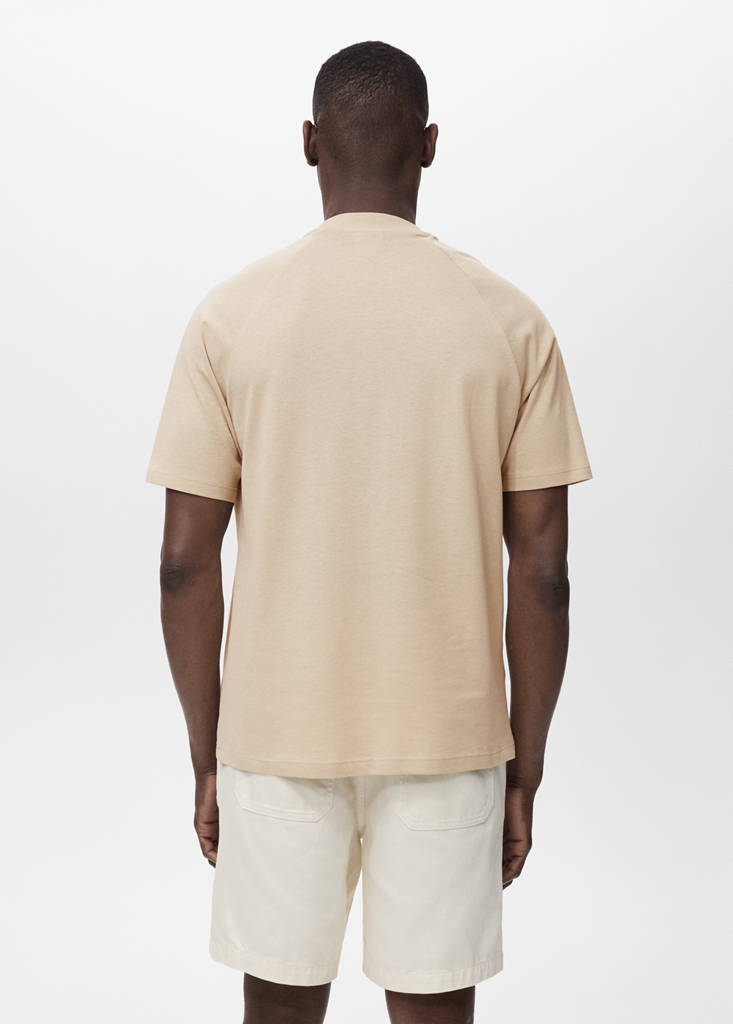 Relaxed-fit cotton-linen t-shirt — Beige
