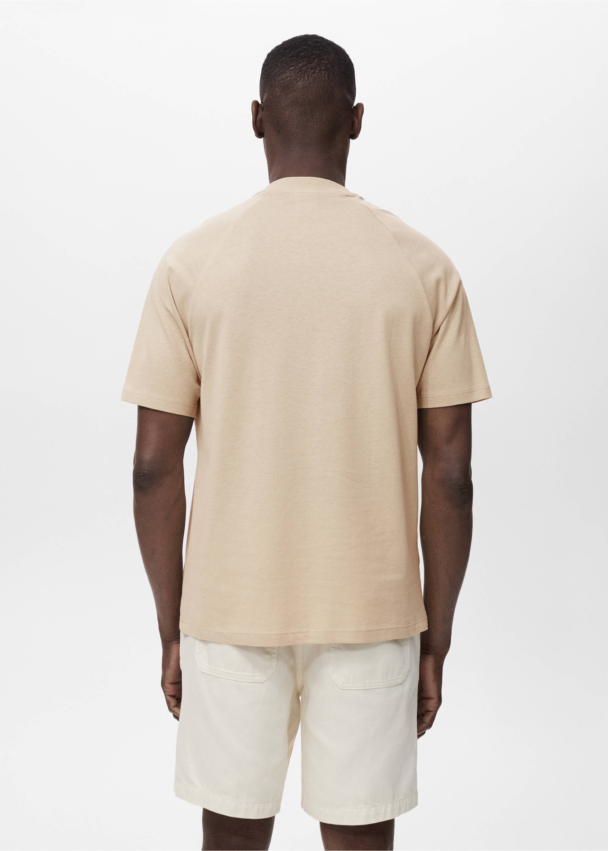 Camiseta algodón lino relaxed fit - Reverso del artículo, Beige. Ref: 17031231-00.