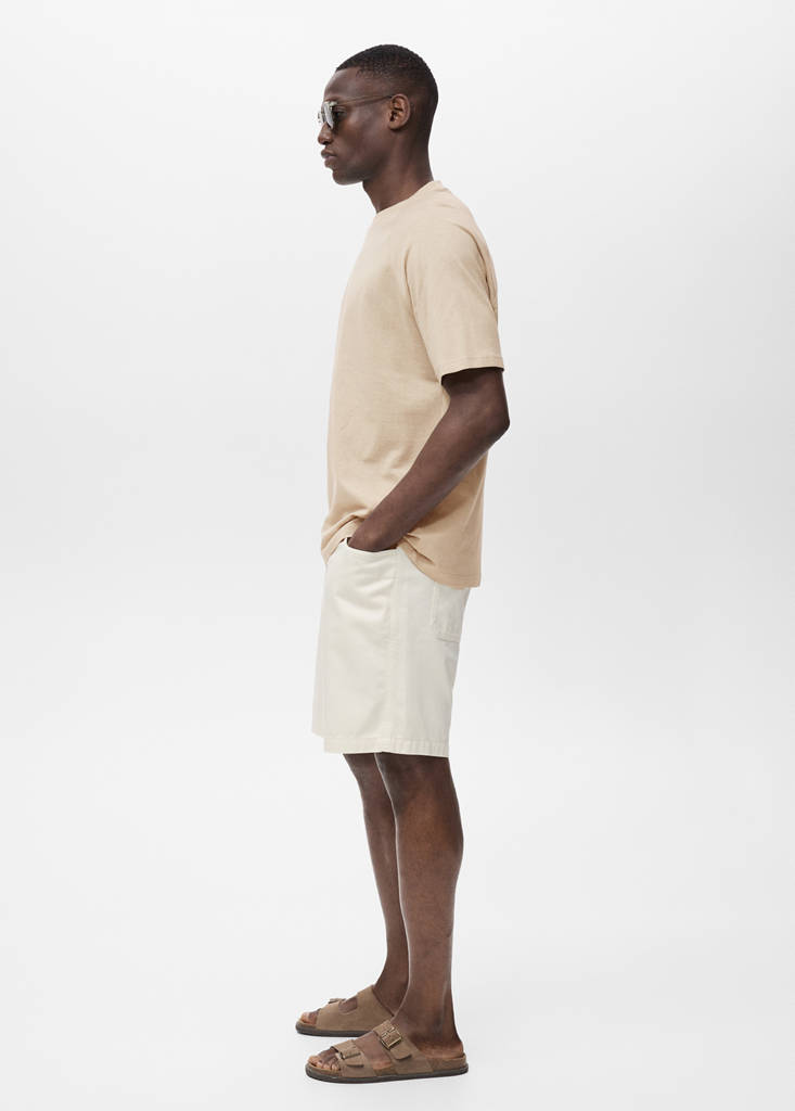 Relaxed-fit cotton-linen t-shirt — Beige