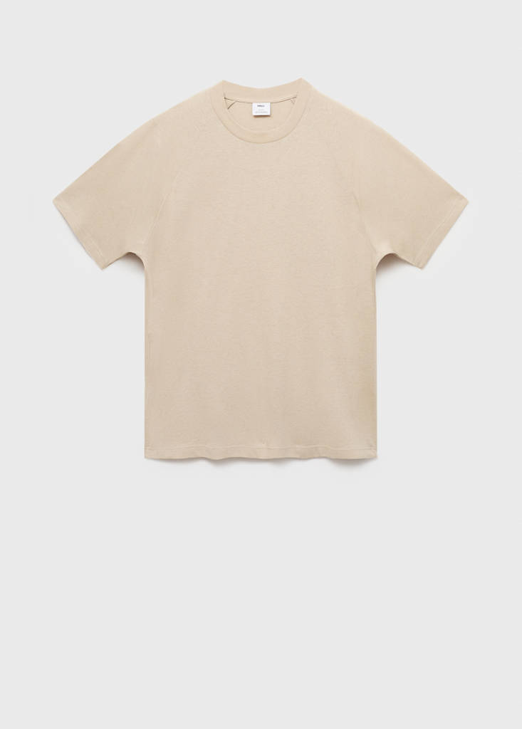 Relaxed-fit cotton-linen t-shirt — Beige