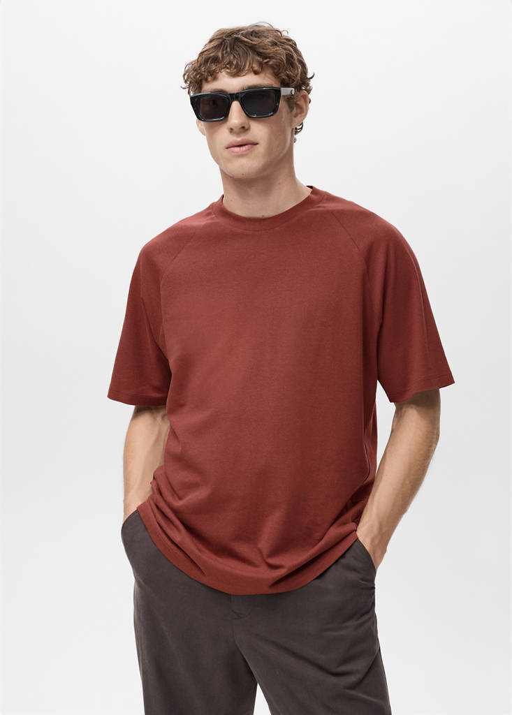 Relaxed-fit cotton-linen t-shirt — Burnt Orange