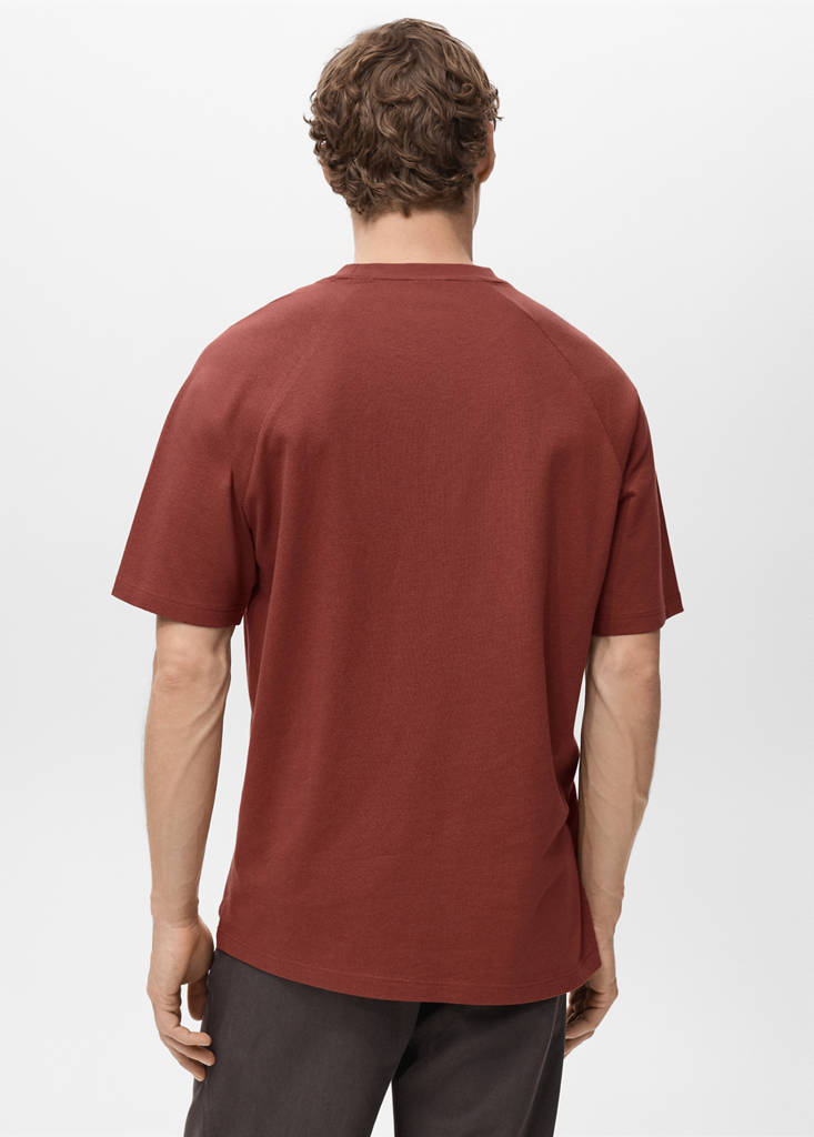 Relaxed-fit cotton-linen t-shirt — Burnt Orange
