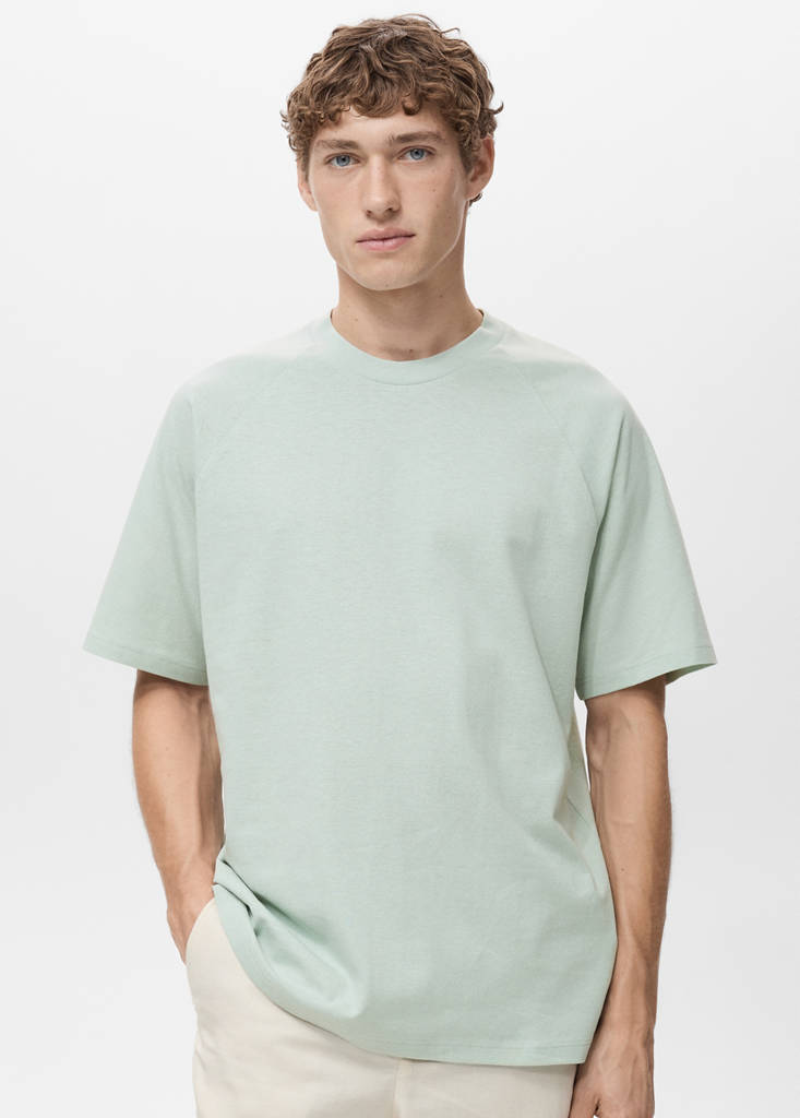 Relaxed-fit cotton-linen t-shirt — Aqua Green