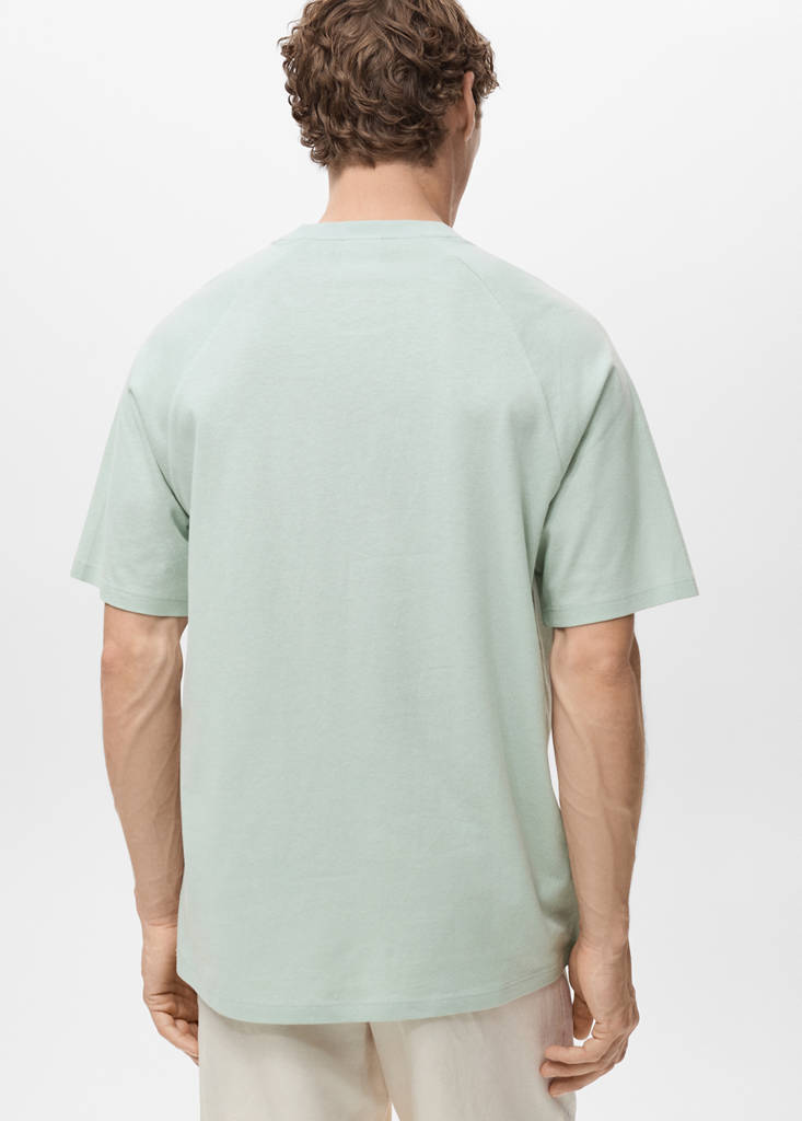 Relaxed-fit cotton-linen t-shirt — Aqua Green