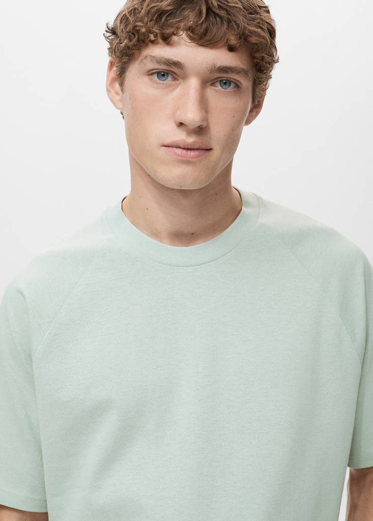 Relaxed-fit cotton-linen t-shirt — Aqua Green