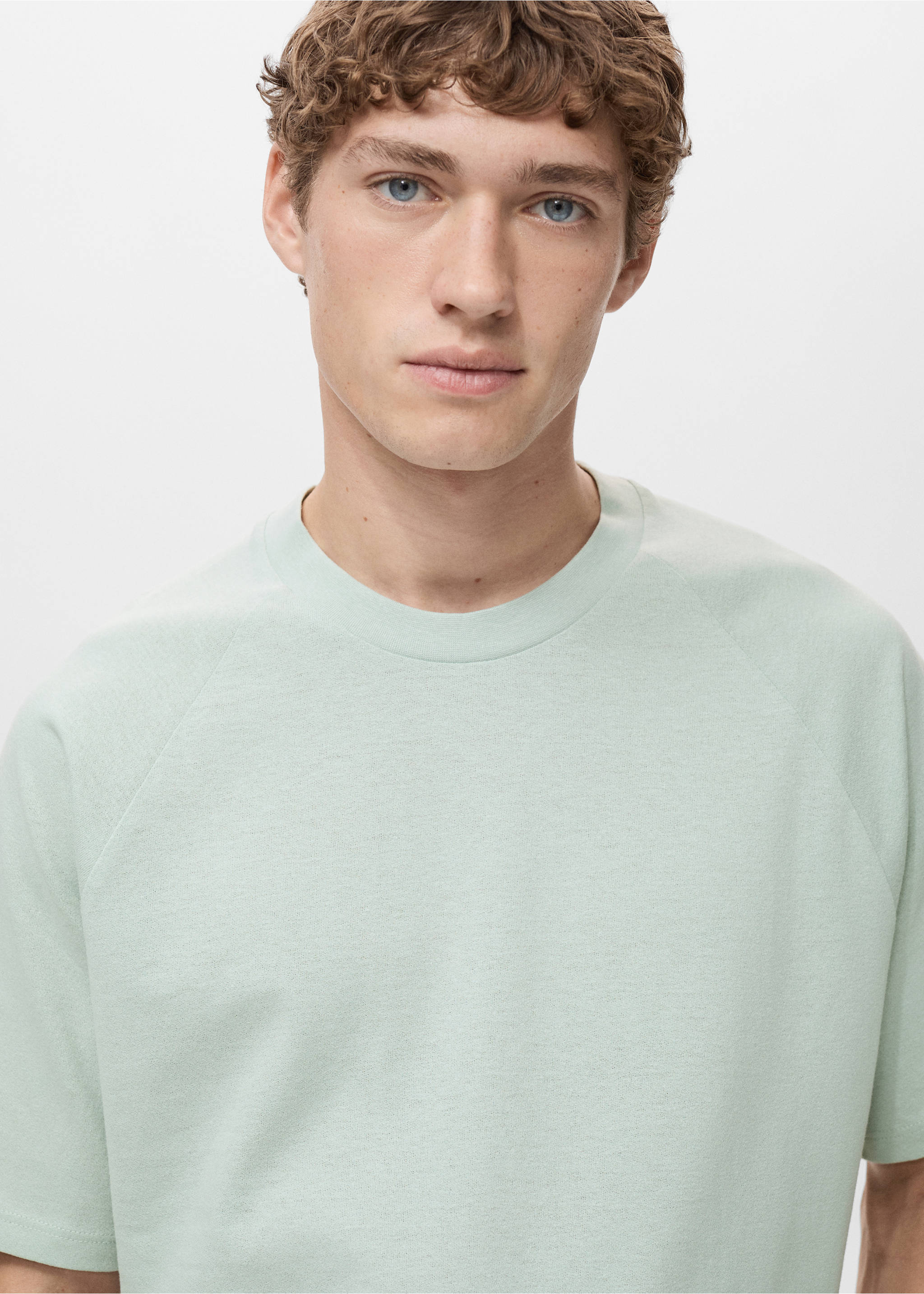 Camiseta algodón lino relaxed fit - Detalle del artículo 1, Verde agua. Ref: 17031231-00.