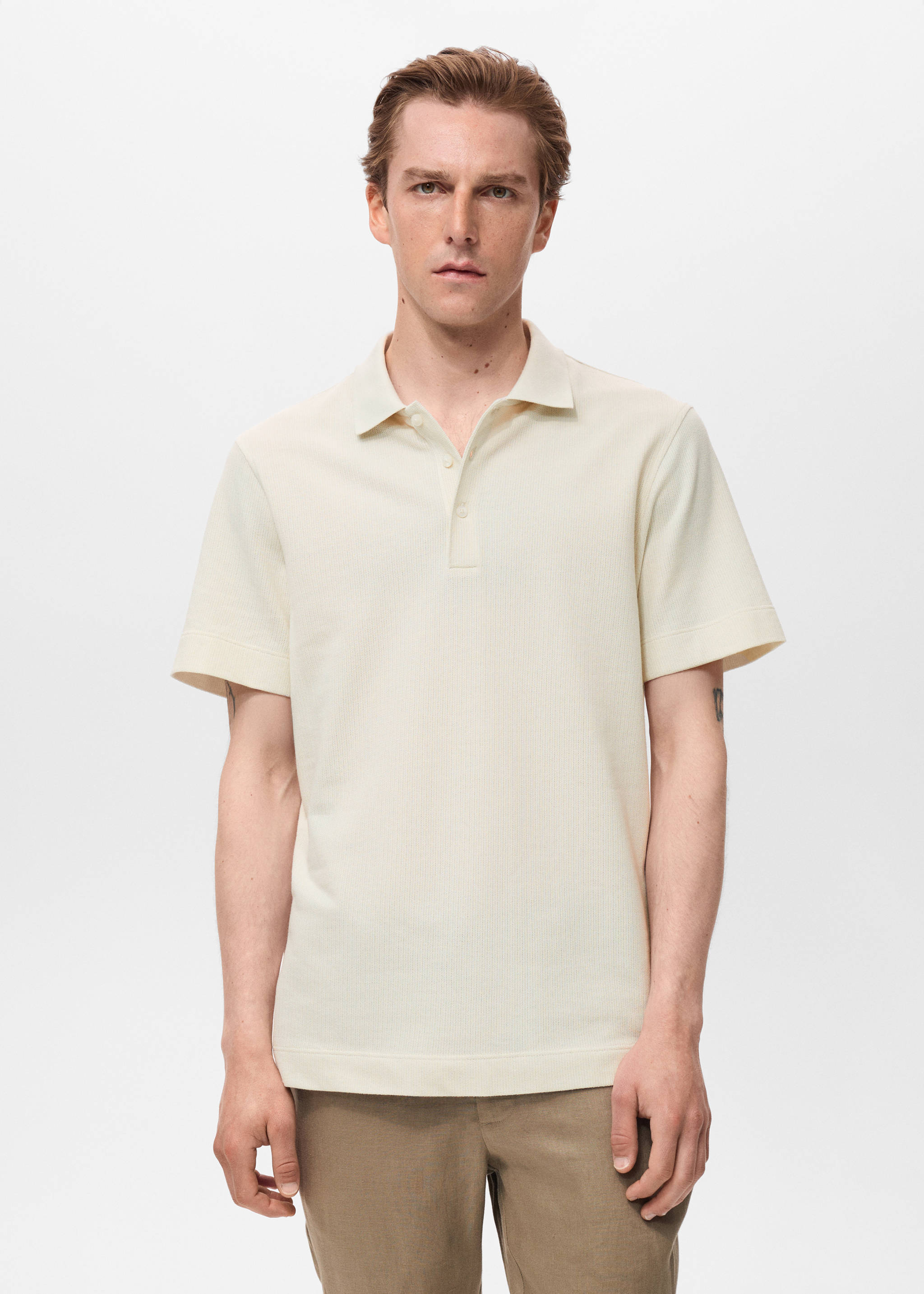 Fine rib-knit polo shirt - Medium plane