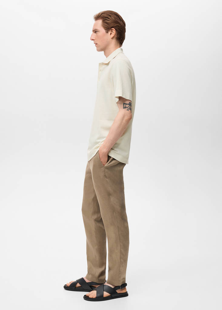 Fine rib-knit polo shirt — Ivory White