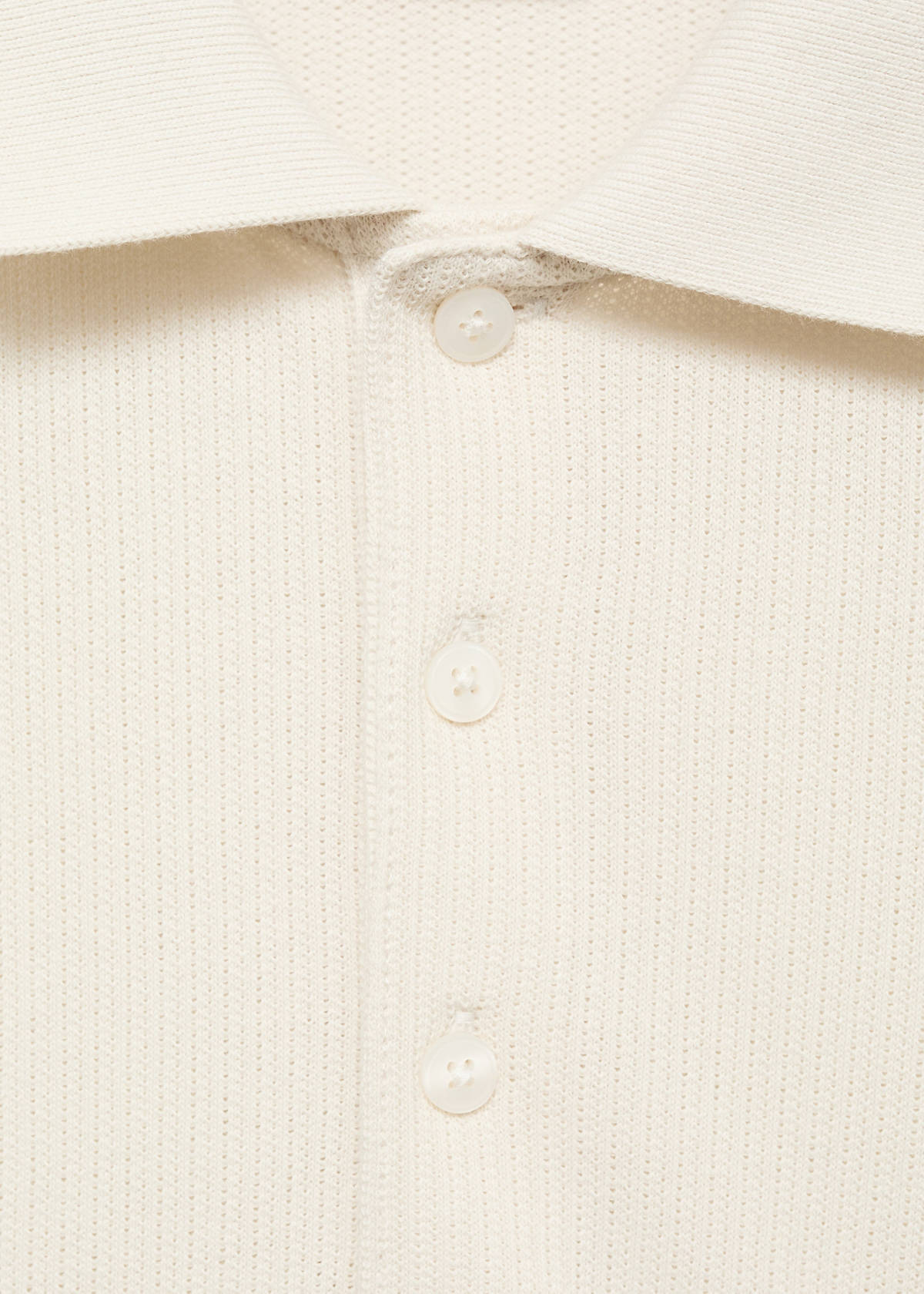 Fine rib-knit polo shirt — Ivory White